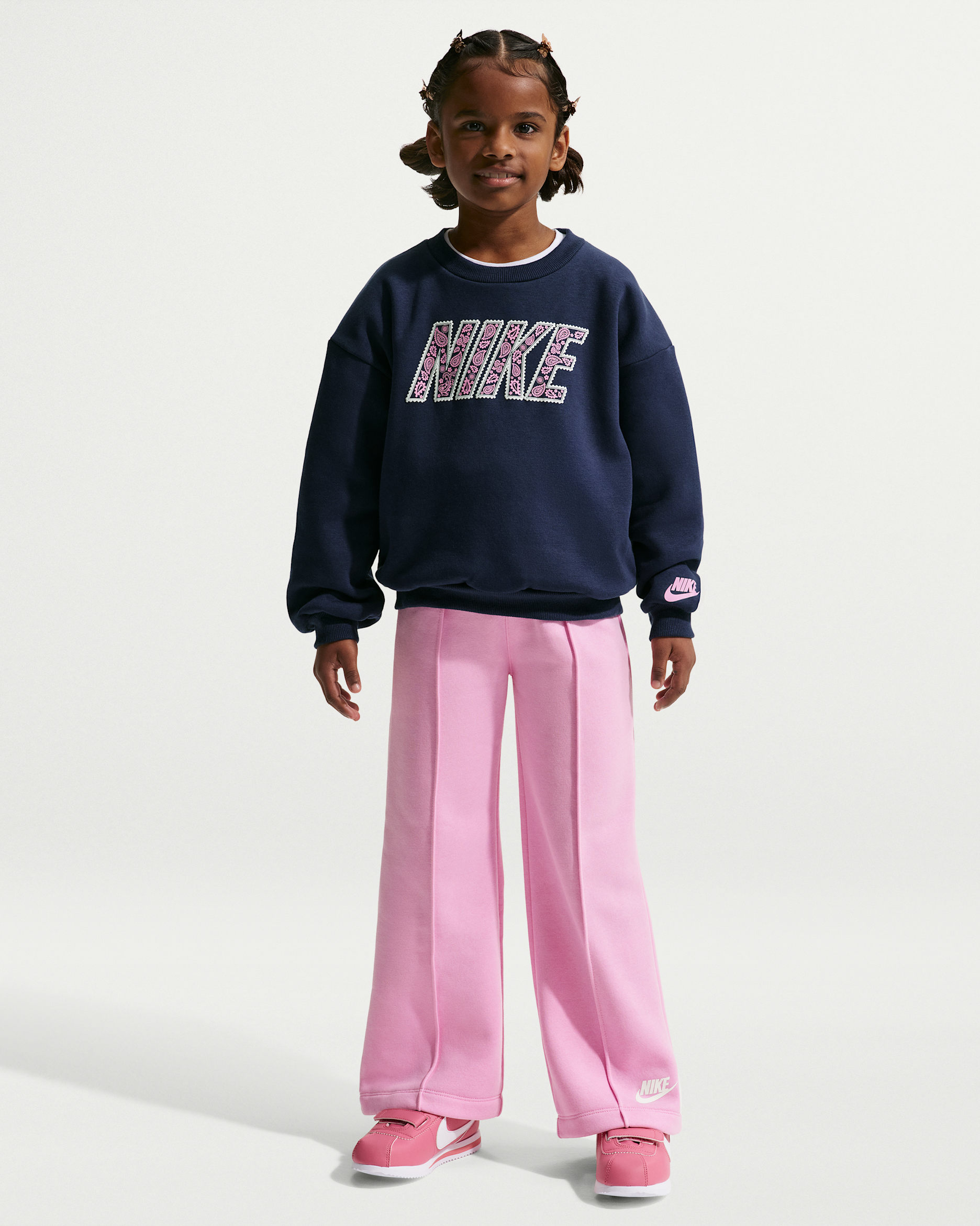 Nike Retro Remix Little Kids' 2-Piece Wide Leg Pants Set - Pink Rise