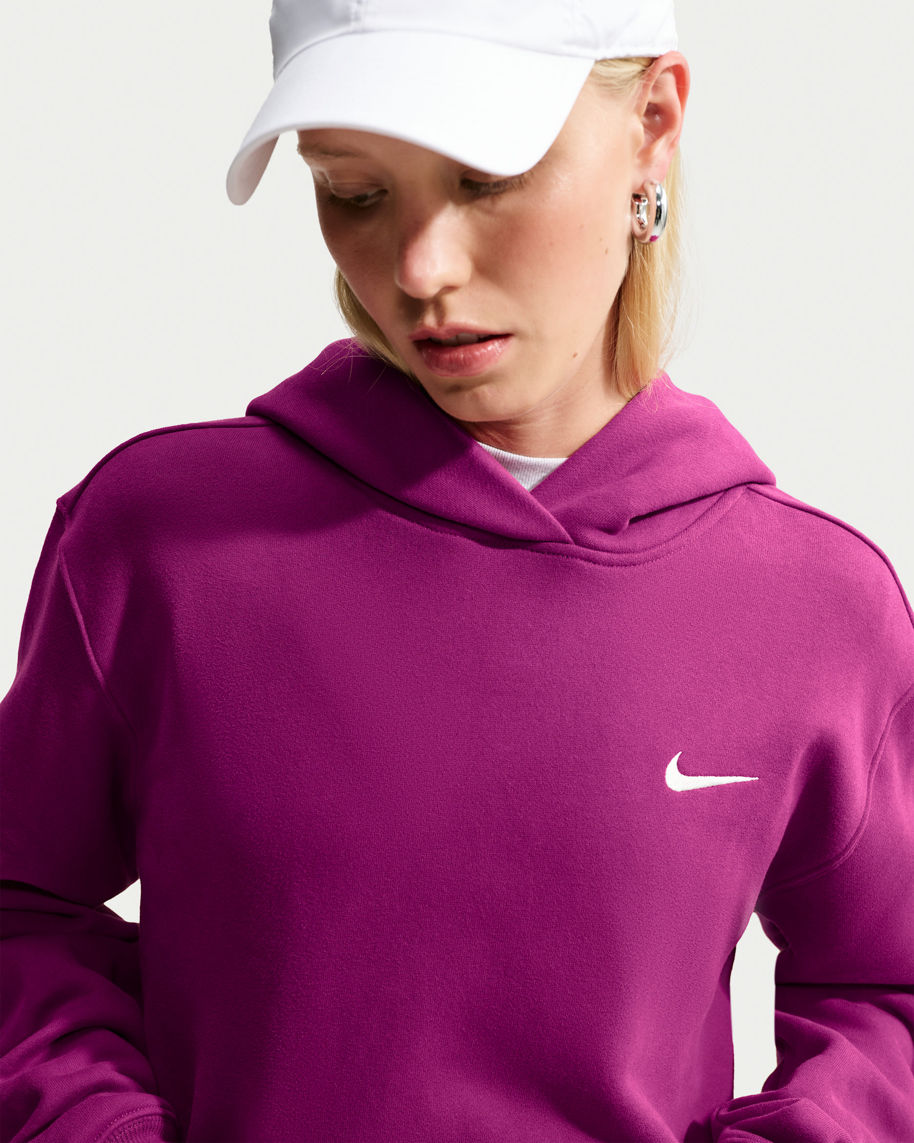 Sudadera con gorro sin cierre para mujer Nike Studio Fleece Medium Weight - Baya genuino/Vela