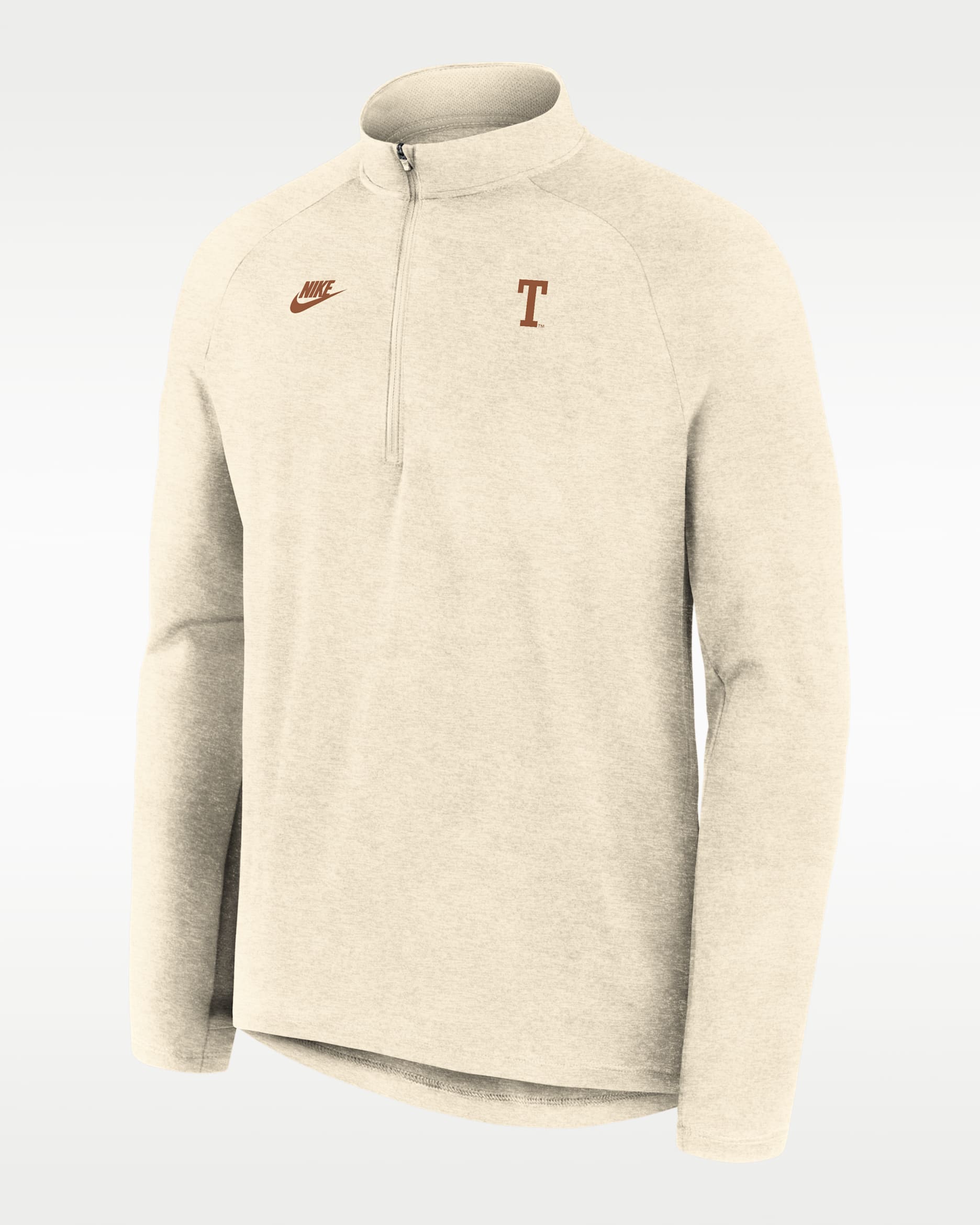 Playera de manga larga universitaria Nike Dri-FIT de medio cierre para hombre Texas Legacy Stride - Crema