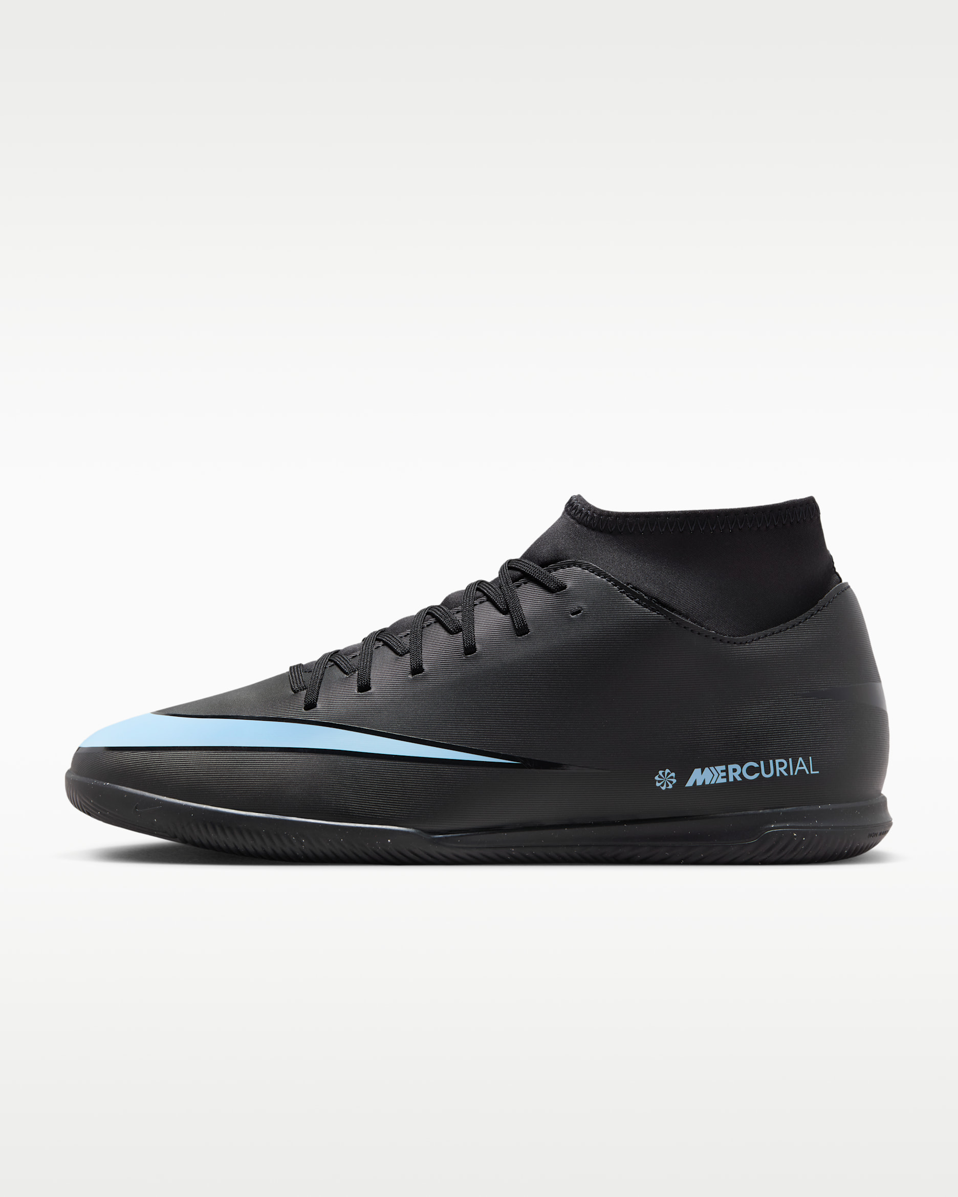 Nike Mercurial Superfly 10 Club Indoor Court High-Top Football Shoes - Black/Ice Blue