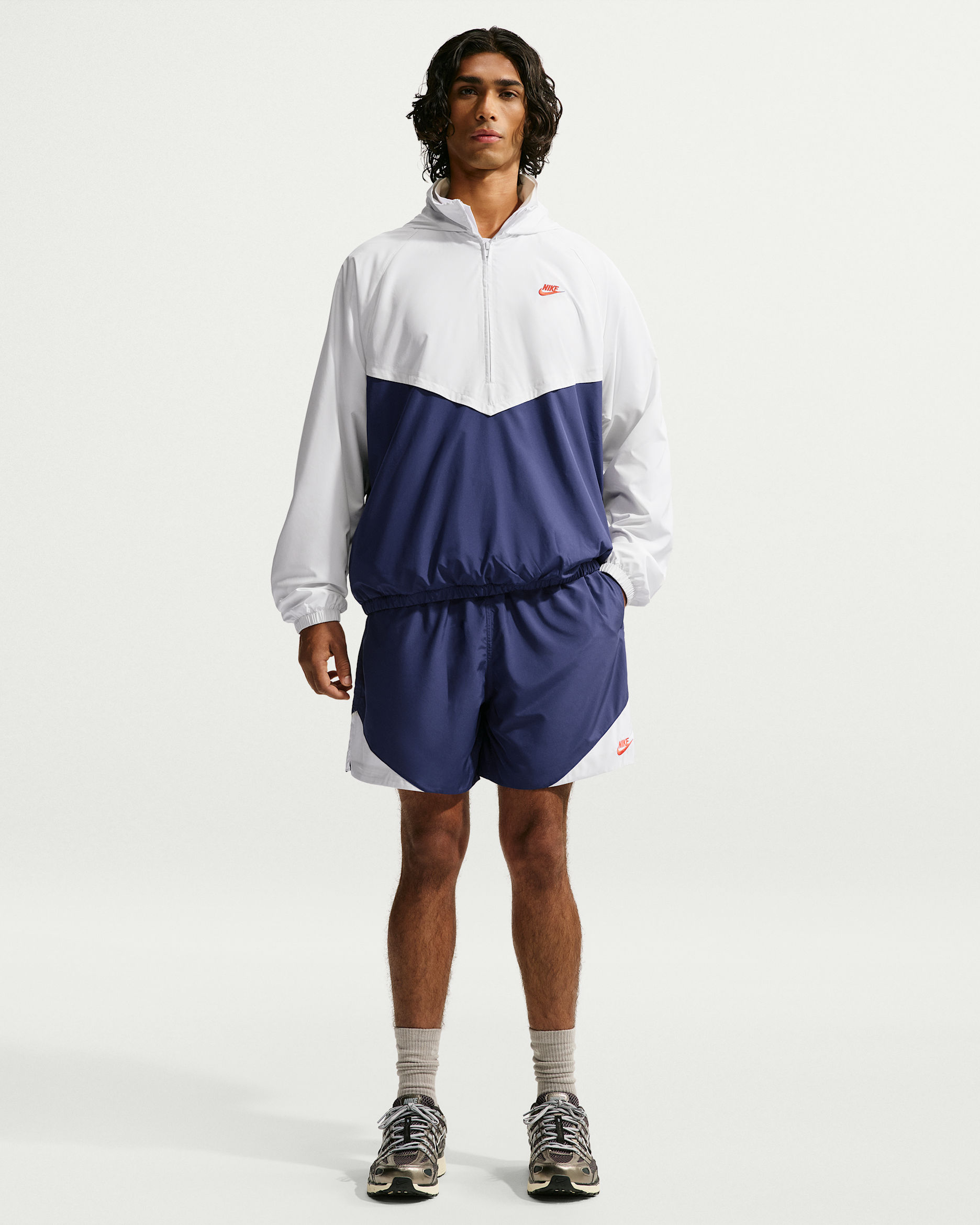 Nike Windrunner Men's Lightweight Woven Shorts - Blue Void/Summit White/Light Crimson