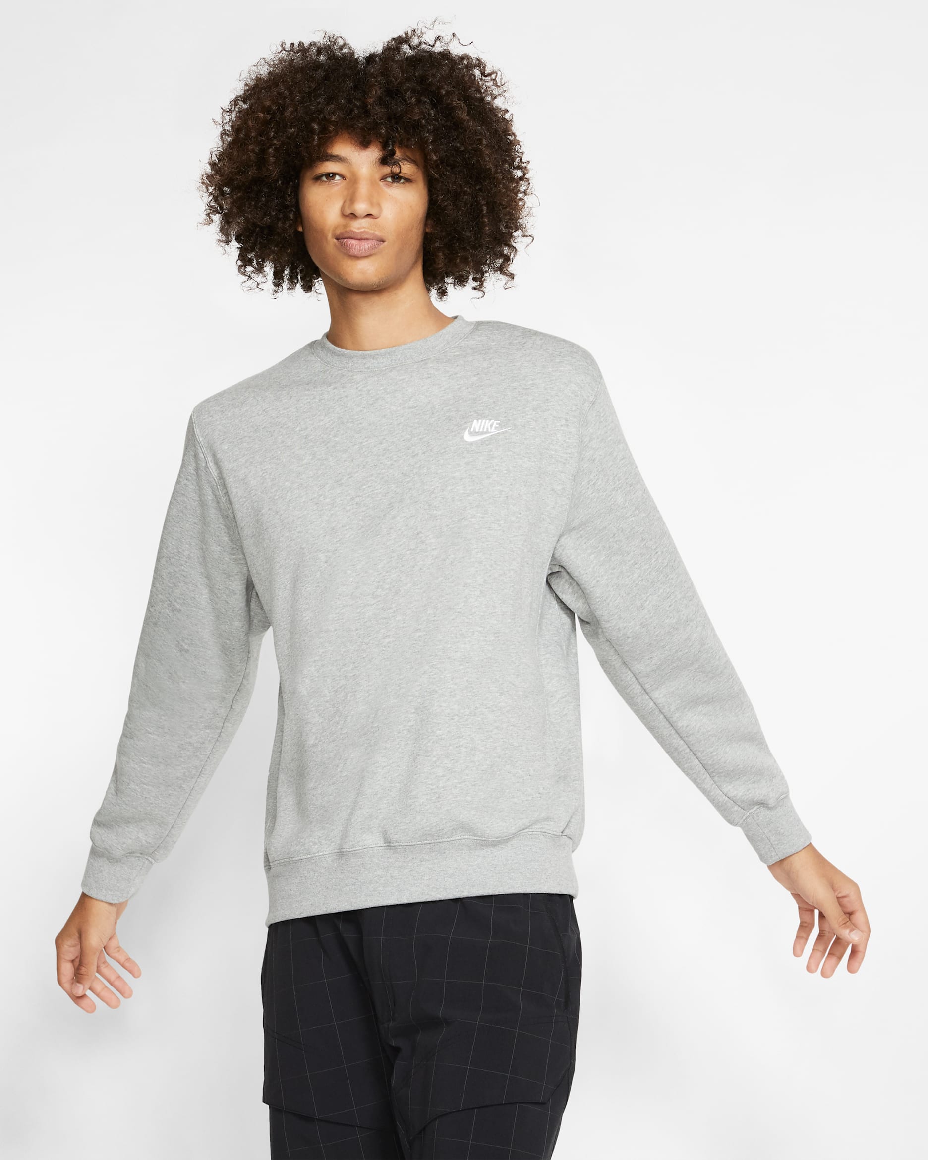 Nike Sportswear Club Fleece Men's Crew - Dark Grey Heather/White