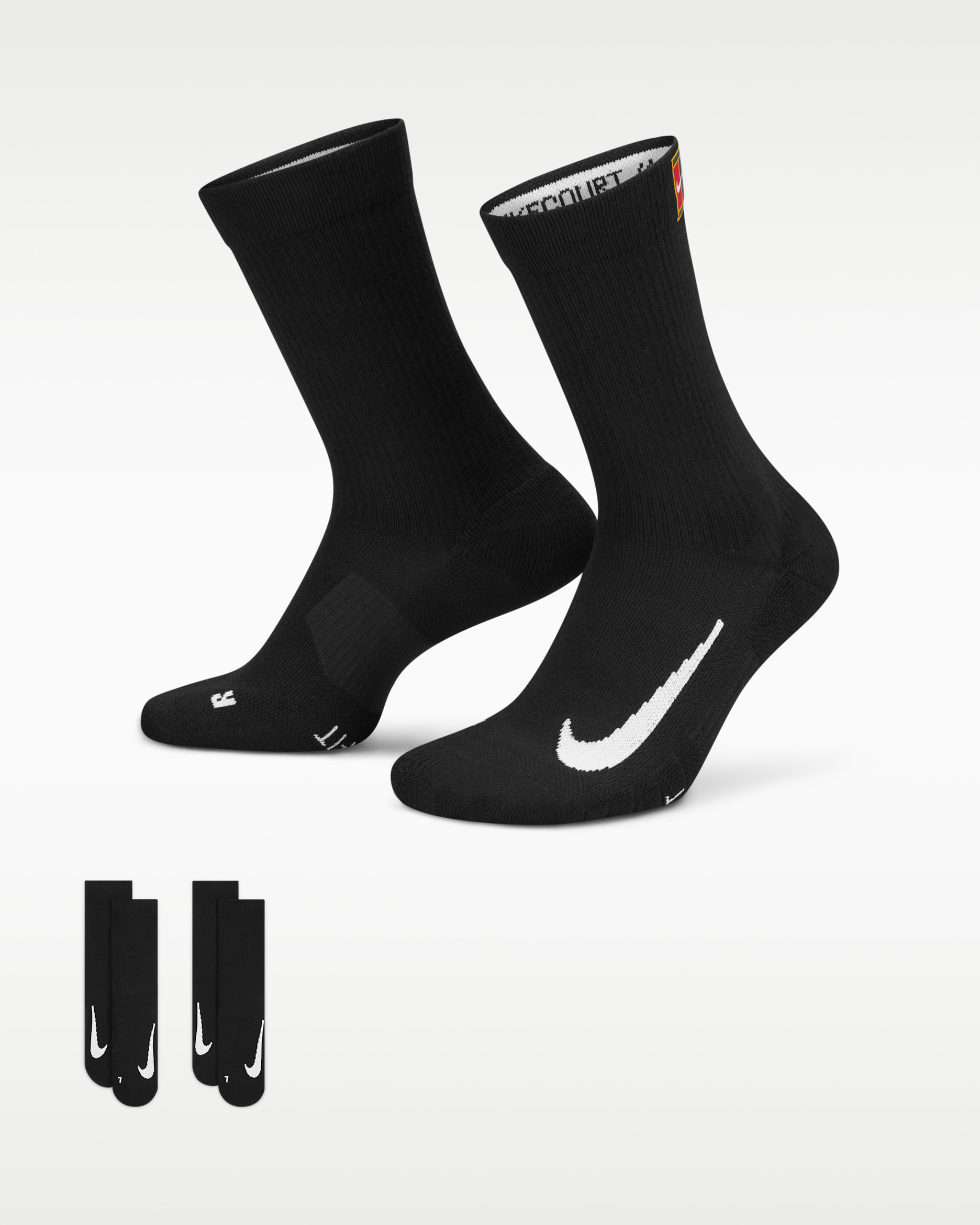 Středně vysoké tenisové ponožky NikeCourt Multiplier Cushioned (2 páry) - Černá/Černá