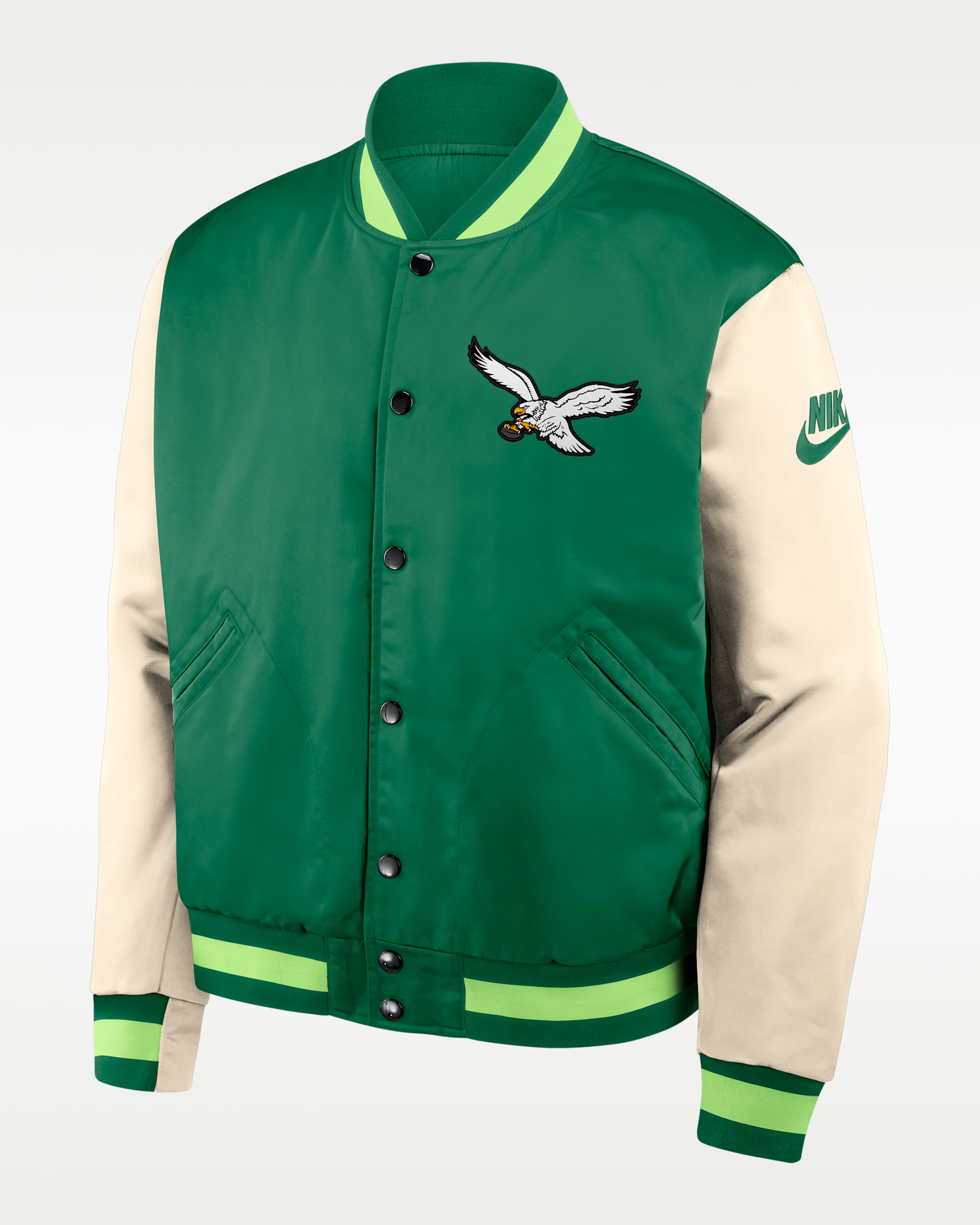 Philadelphia Eagles Rewind Legacy Men's Nike NFL Full-Snap Bomber Jacket - Green