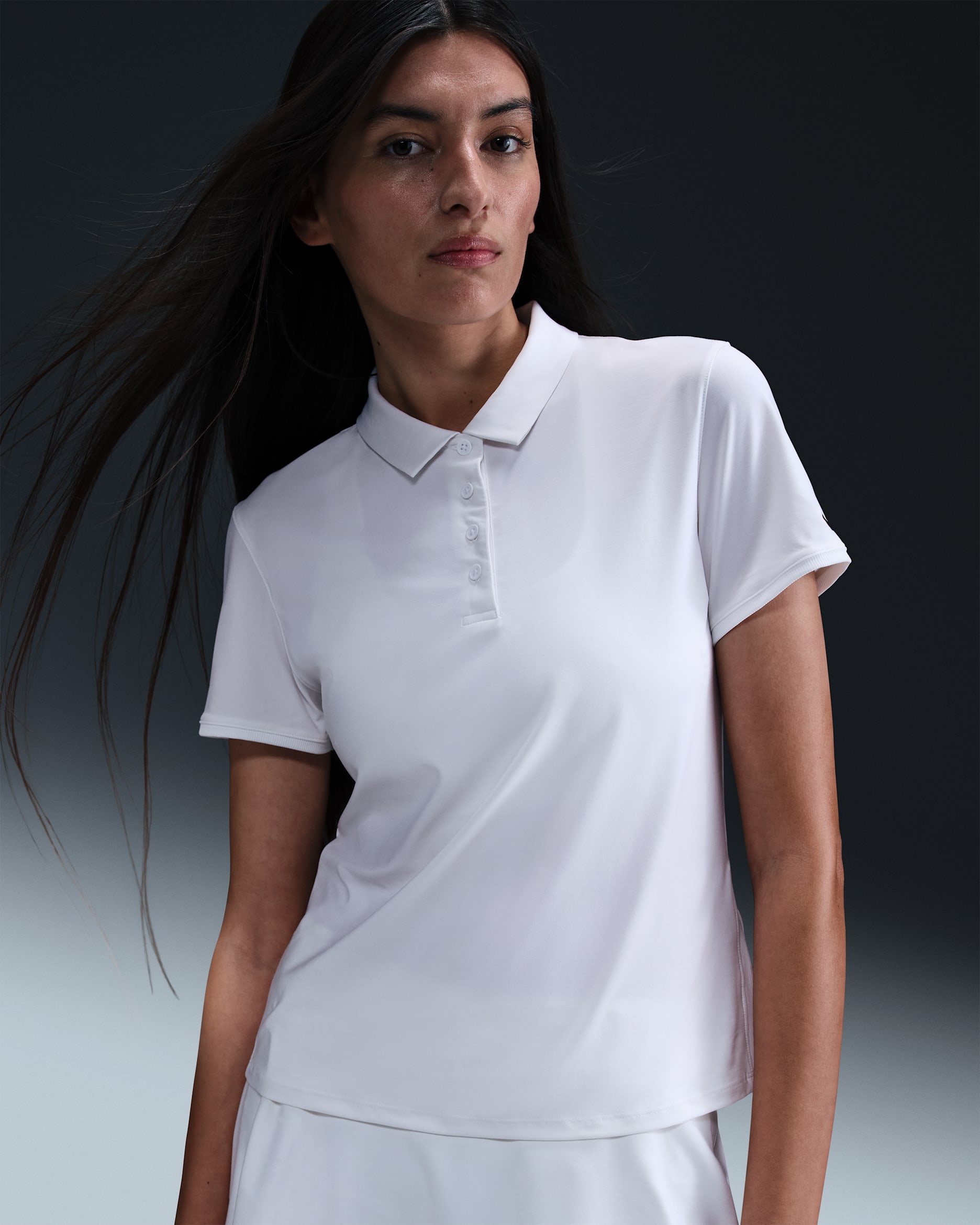 Polo de golf de manga corta Dri-FIT para mujer Nike Victory - Blanco/Negro