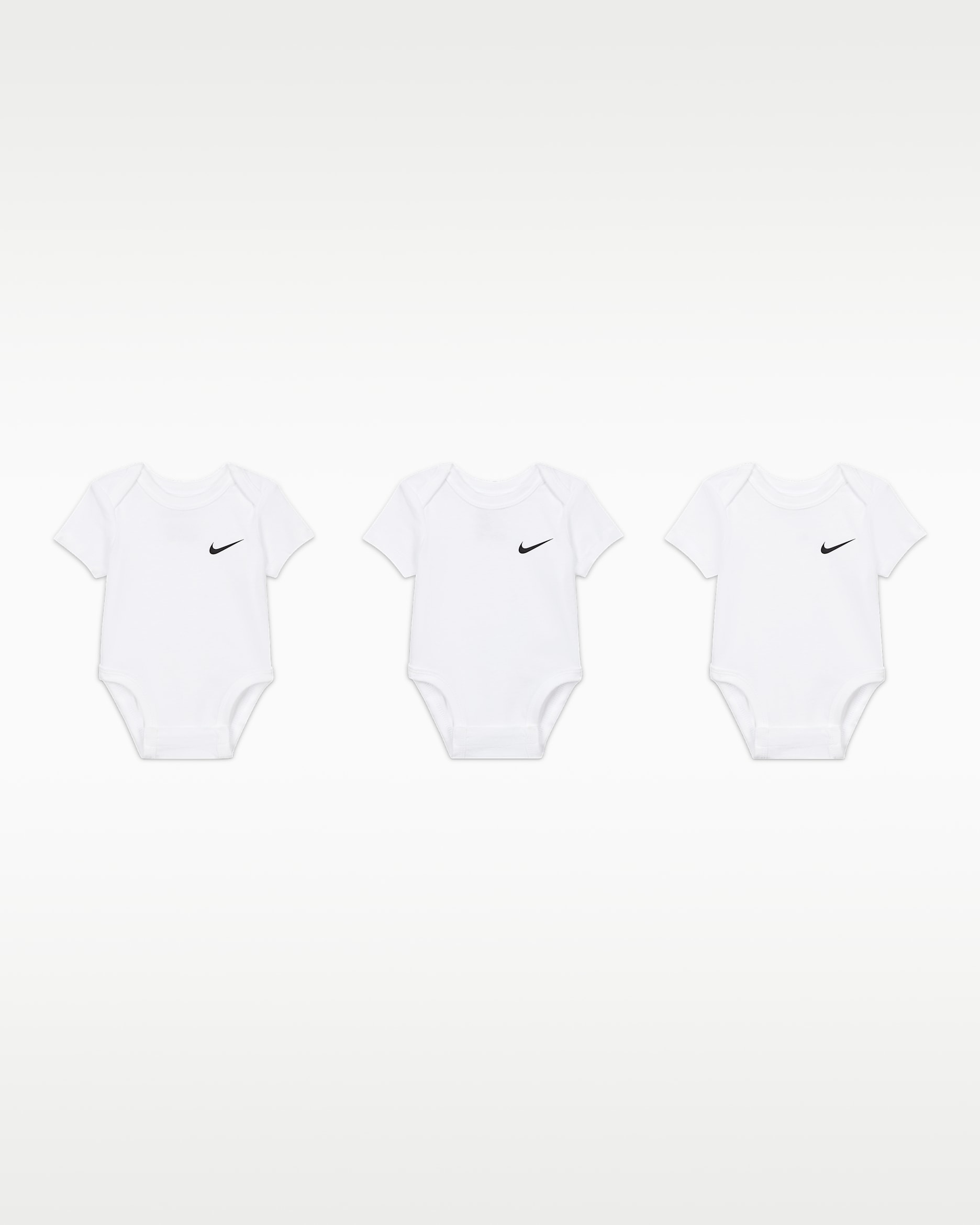 Ολόσωμα κορμάκια Swoosh Nike για βρέφη (0-9M) (τρία τεμάχια) - Λευκό