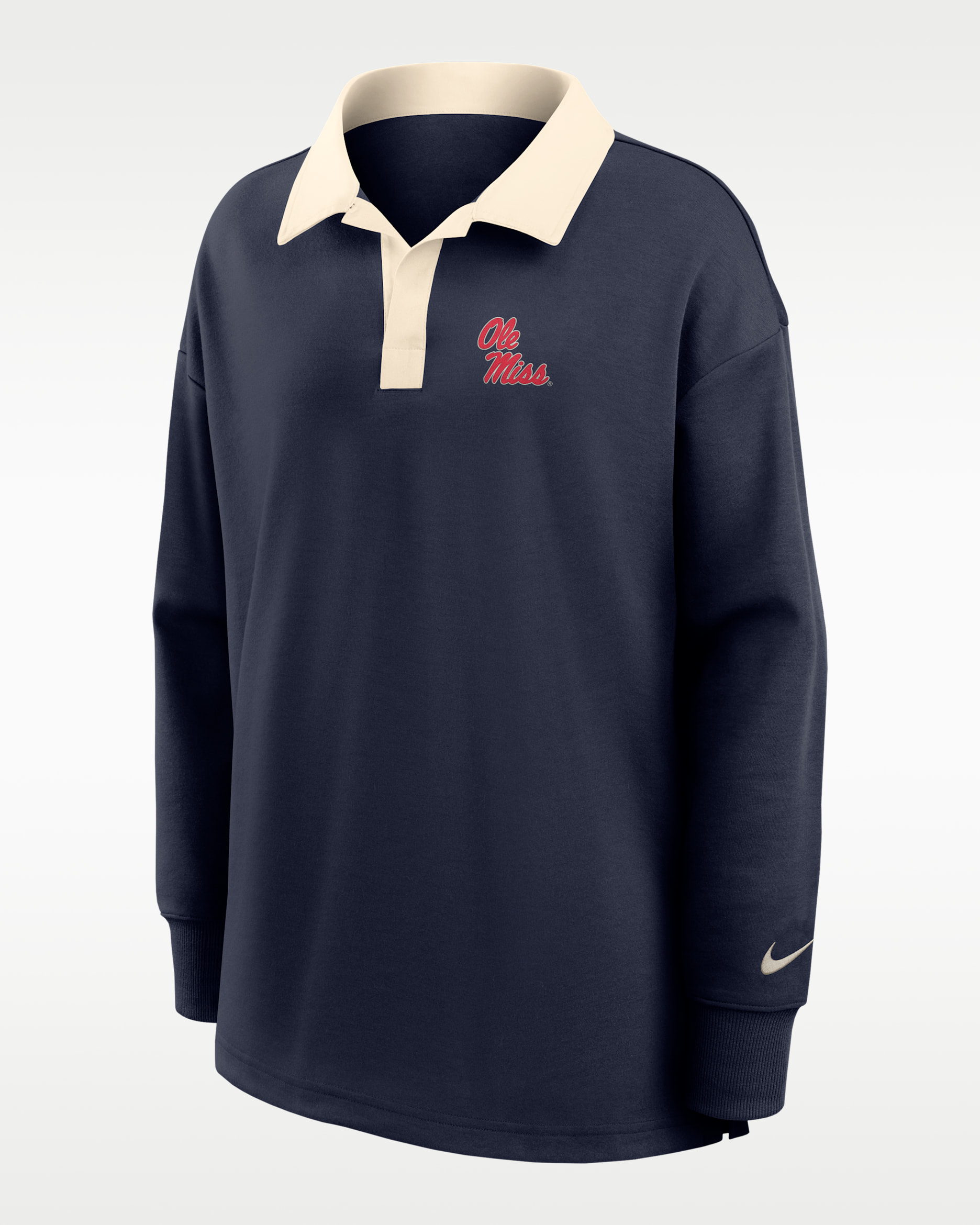 Ole Miss Women's Nike Dri-FIT Oversized Long-Sleeve Polo - Navy