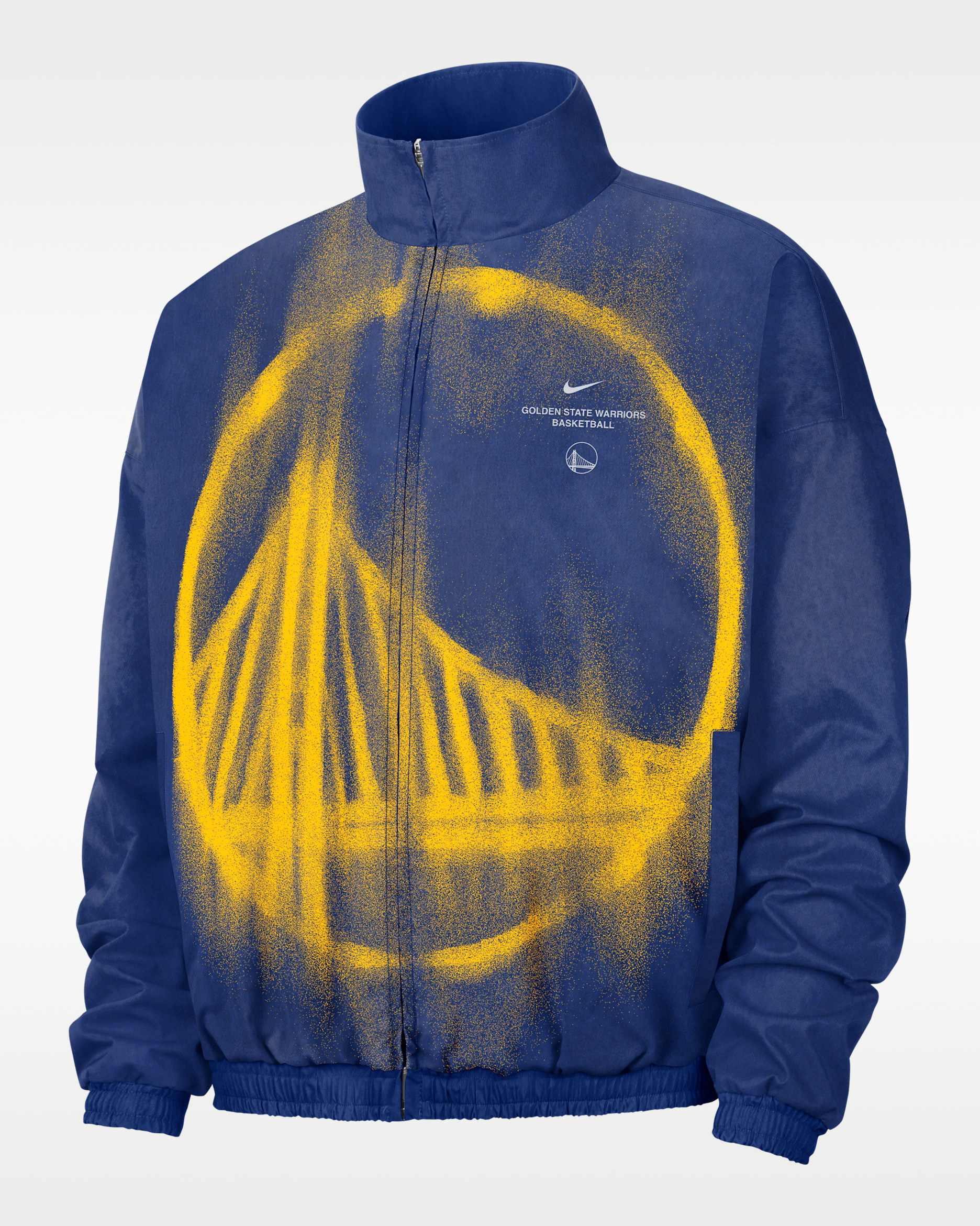 Golden State Warriors Nike Standard Issue Men's Woven Basketball Jacket - Rush Blue/Amarillo