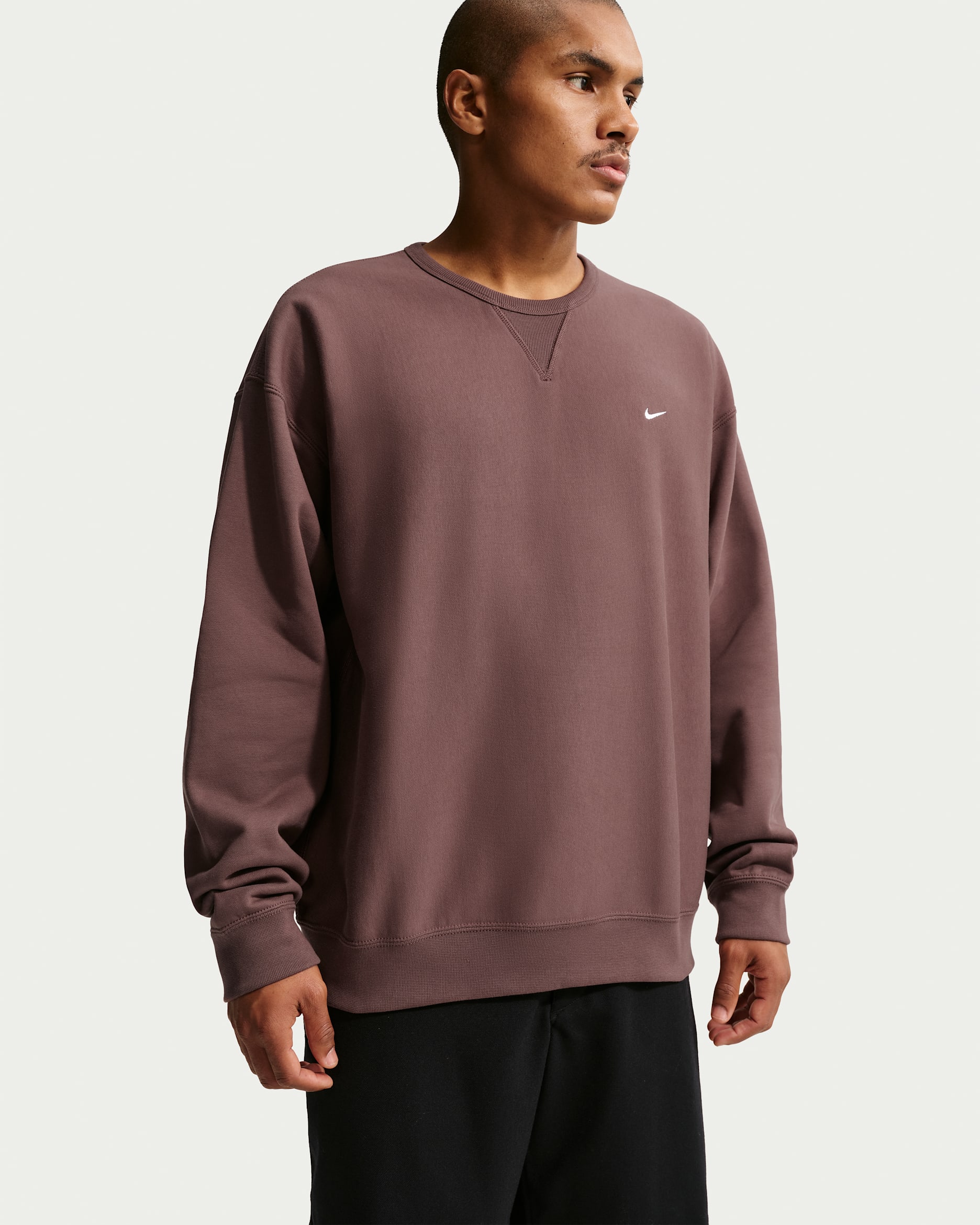 Sudadera de cuello redondo de tejido Fleece para hombre Nike Solo Swoosh - Tatuaje/Blanco