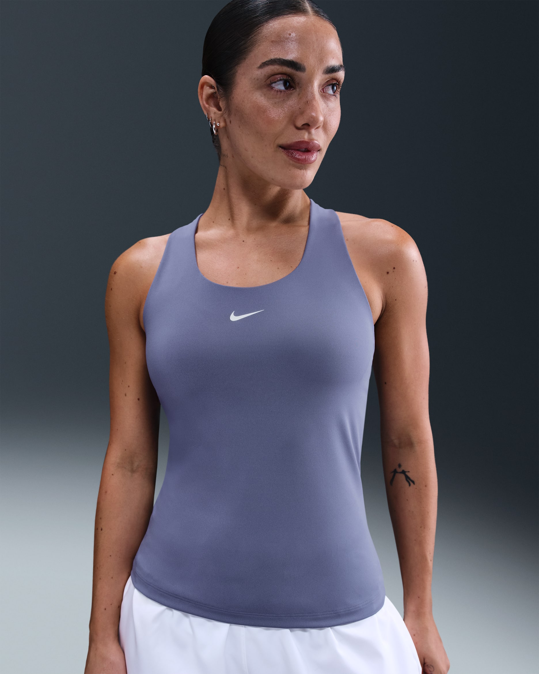 Nike Swoosh Women's Medium-Support Padded Sports Bra Tank - World Indigo/White