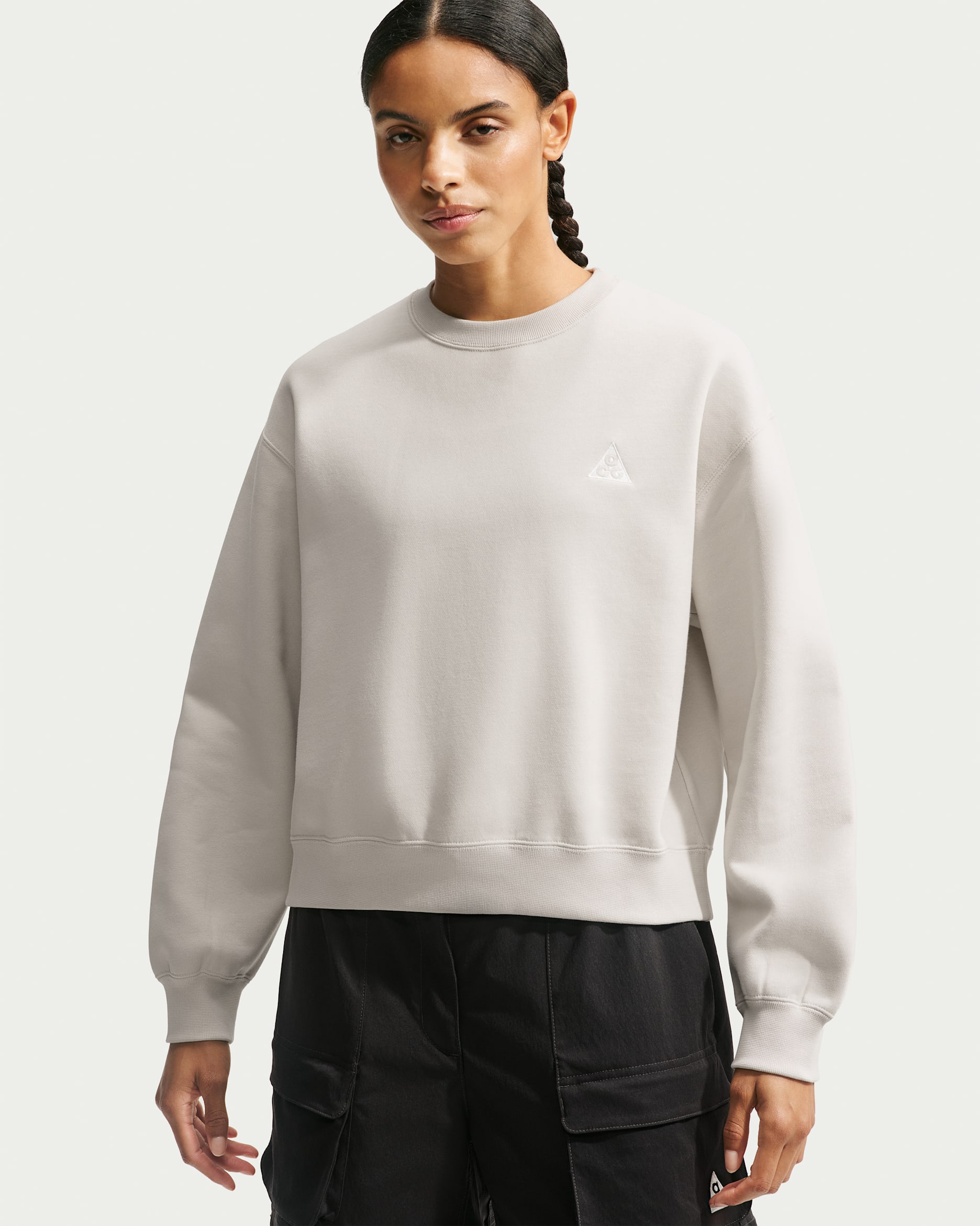 Nike ACG 'Tuff Fleece' Women's Therma-FIT Crew-Neck Sweatshirt - Light Orewood Brown/Summit White