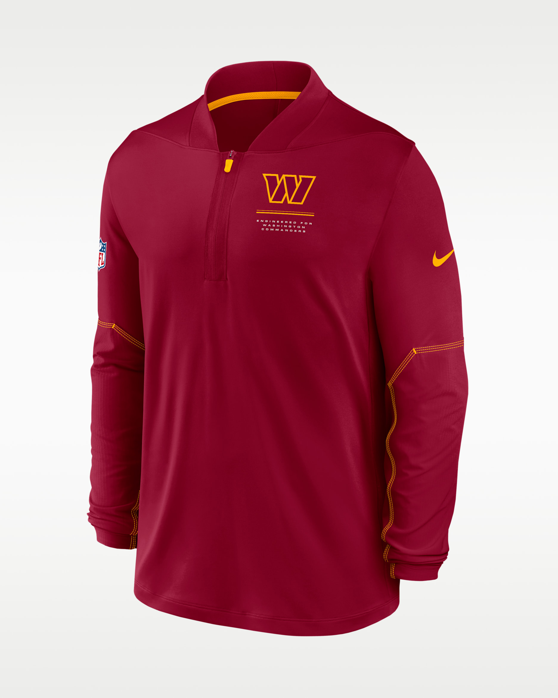 Playera Nike Dri-FIT de la NFL de medio cierre para hombre Washington Commanders Sideline - Rojo