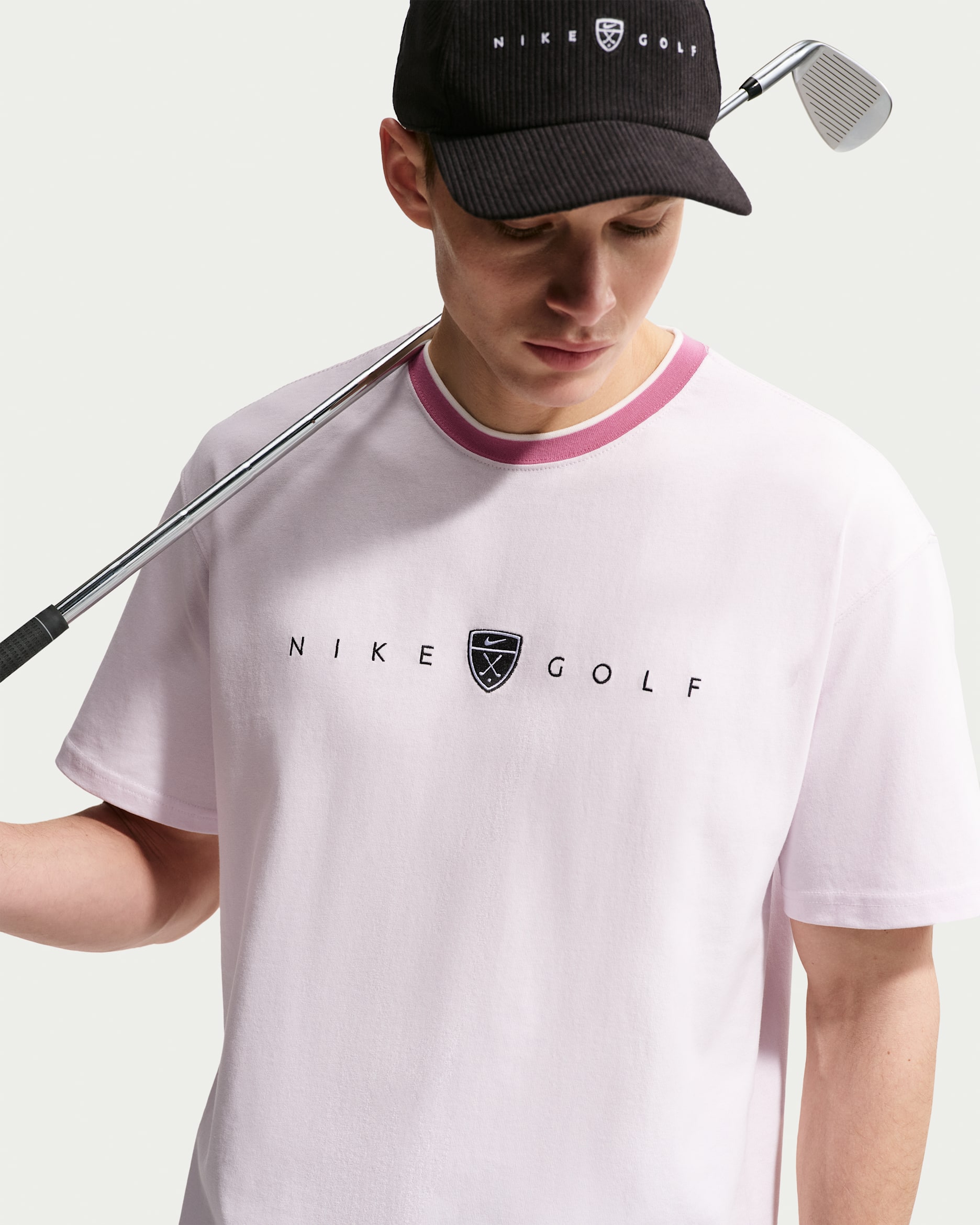 T-shirt de golf à coupe ample Nike pour homme - Pearl Pink