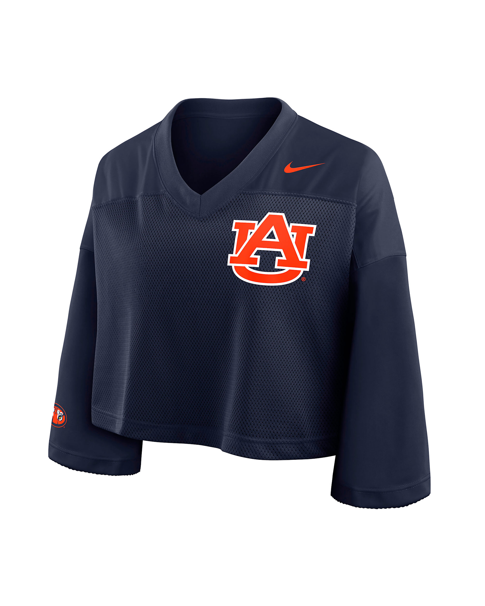 Playera universitaria Nike Dri-FIT cropped para mujer Auburn Jersey - Azul marino