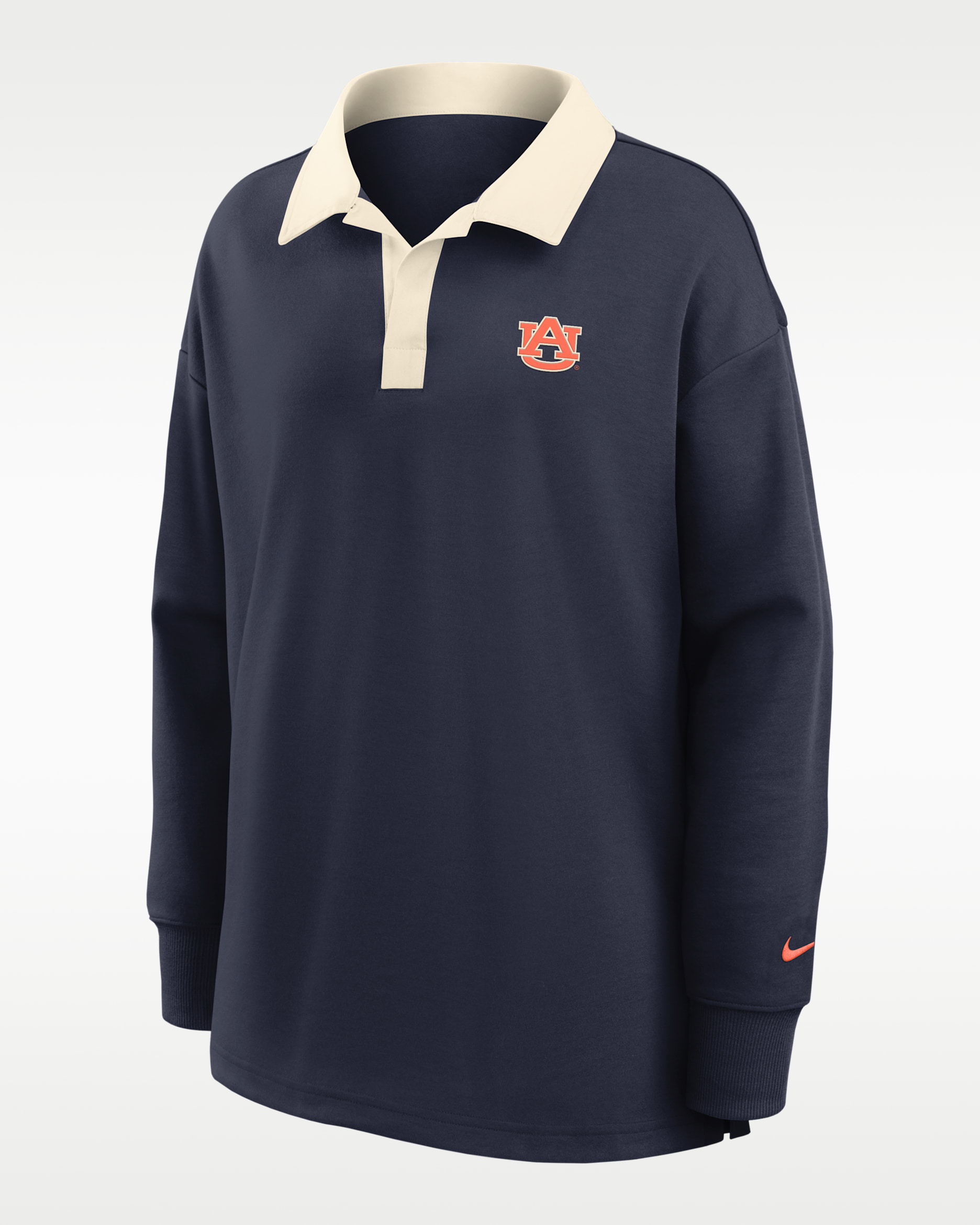 Polo de manga larga Nike Dri-FIT oversized para mujer Auburn Academic - Azul marino/Natural