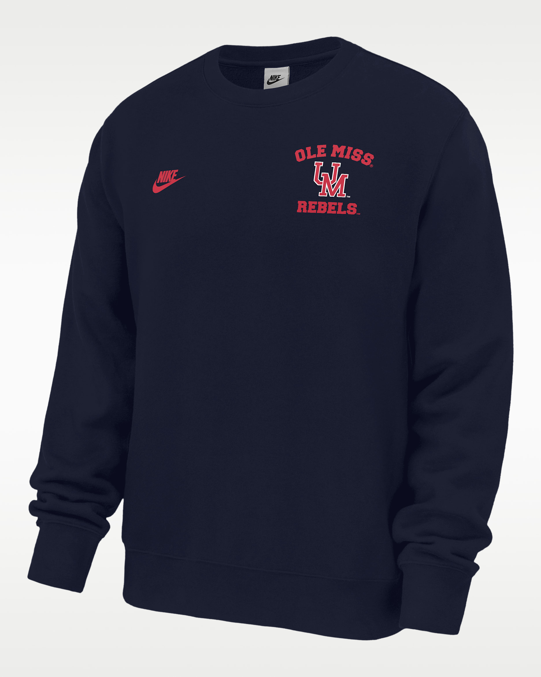Ole Miss Rebels Club Men's Nike Football Fleece Crew-Neck Sweatshirt - College Navy