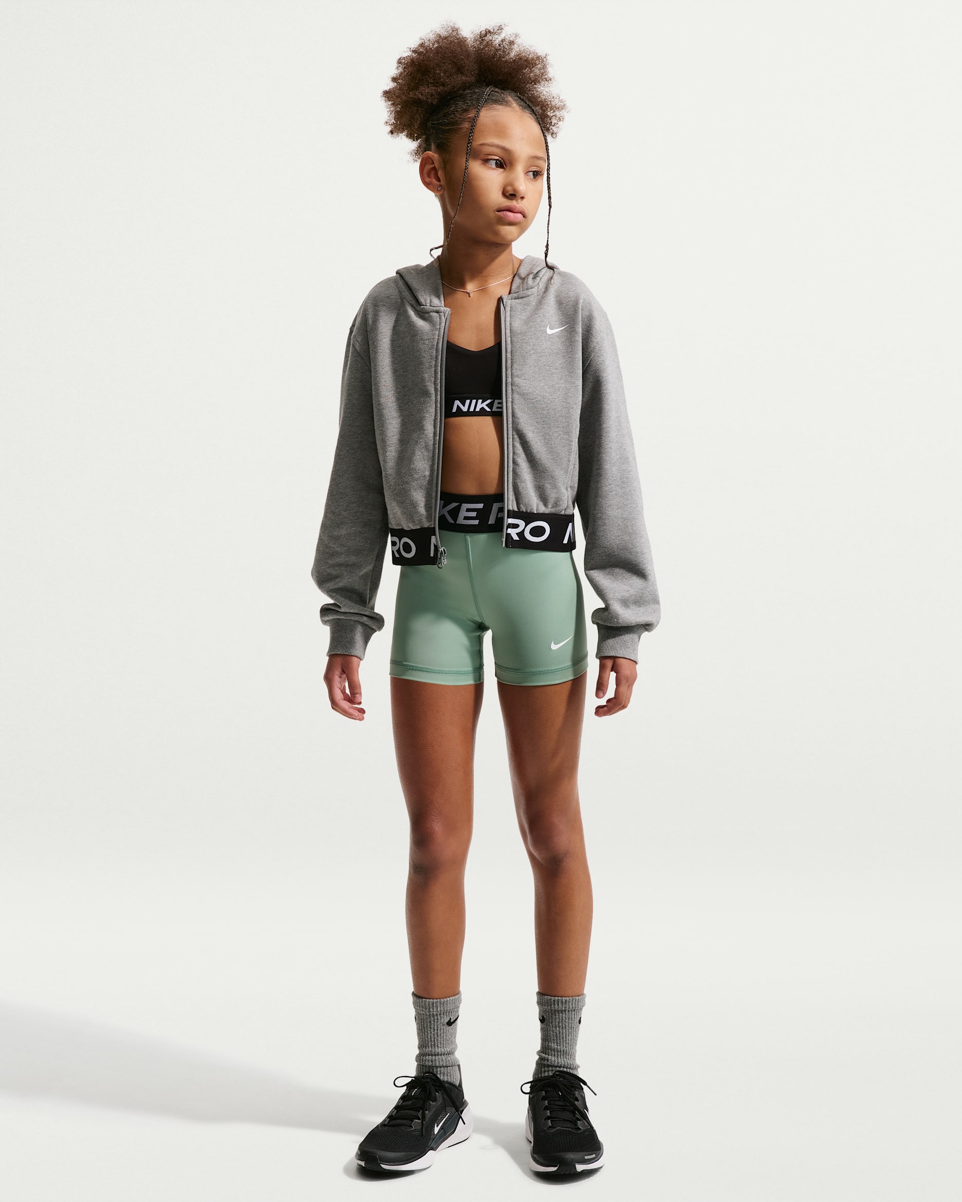 Nike Pro Girls' Shorts - Steam/White