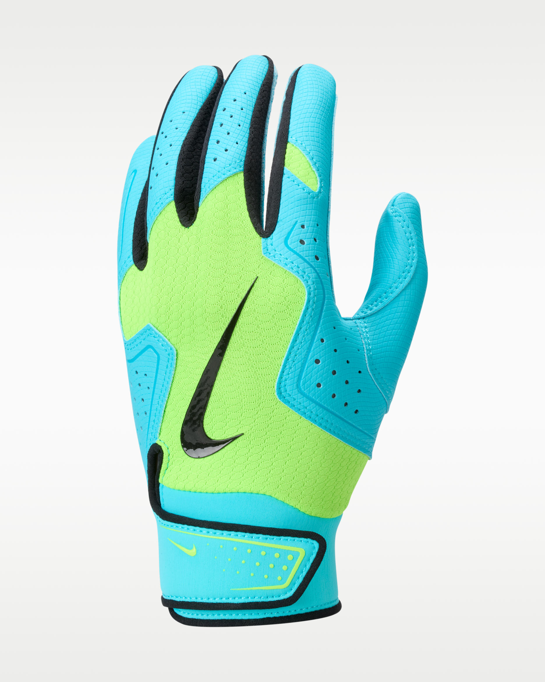 Nike Alpha 2.0 Kids' Baseball Batting Glove - Electric Green/Gamma Blue/Black