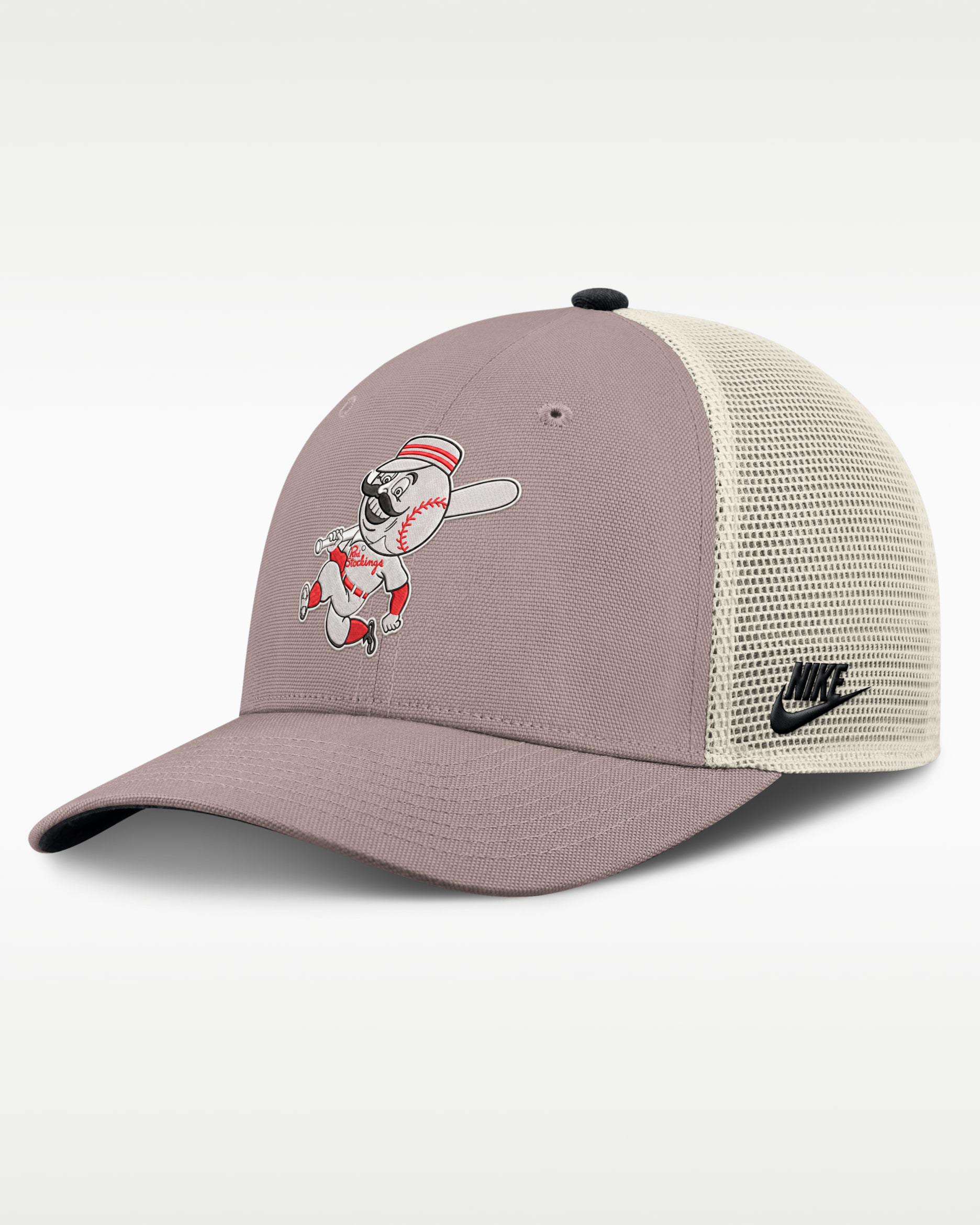Gorra de rejilla Nike de la MLB ajustable para hombre Cincinnati Reds Cooperstown Rise - Caqui