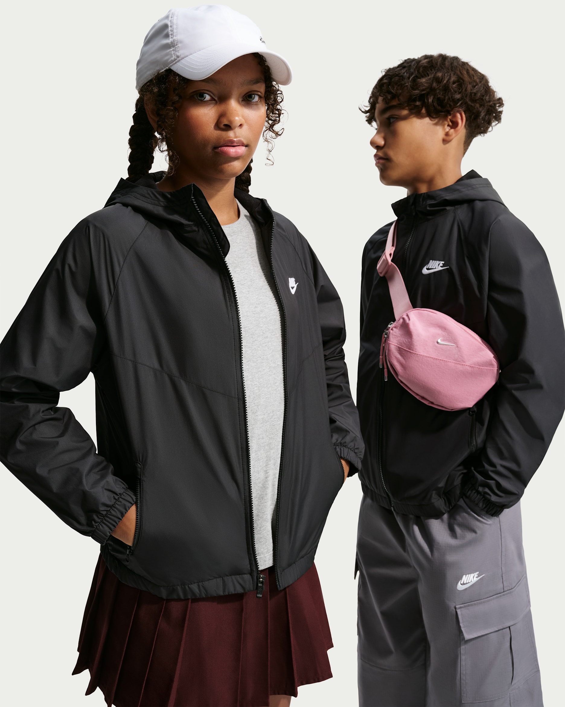 Nike Sportswear Windrunner Big Kids' Hooded Repel Jacket - Black/Black/White