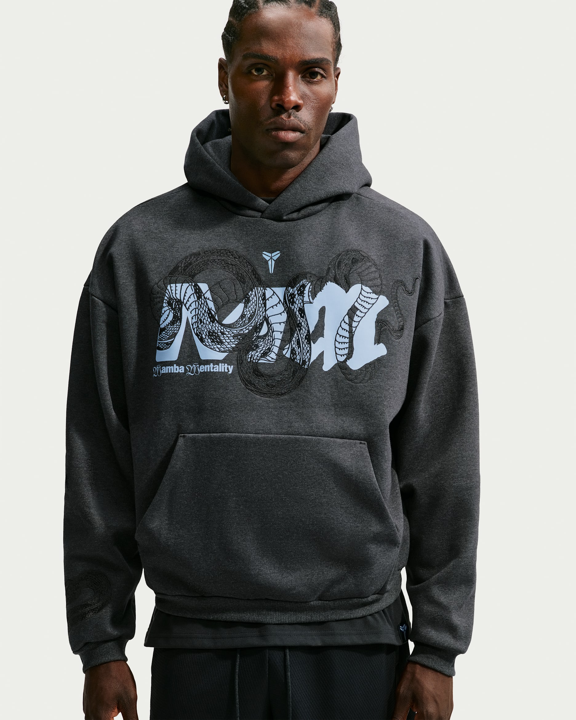 Kobe Nike Men's Therma-FIT Basketball Hoodie - Black Heather/Light Armoury Blue
