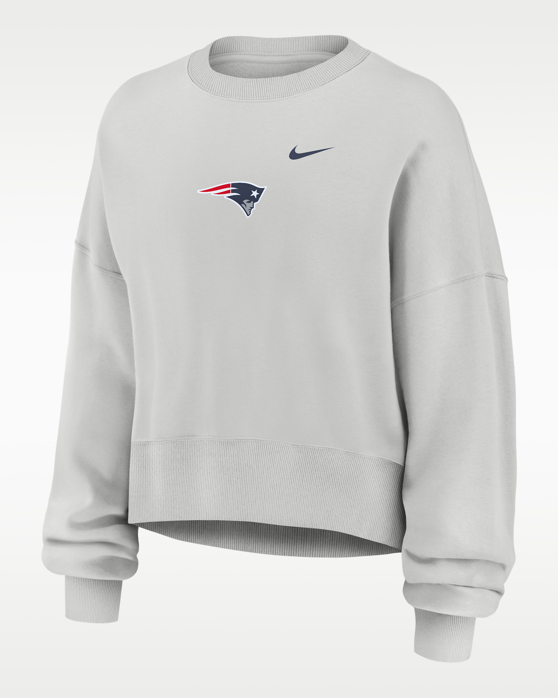 New England Patriots Primetime Phoenix Women's Nike NFL Oversized Pullover Crew - Grey