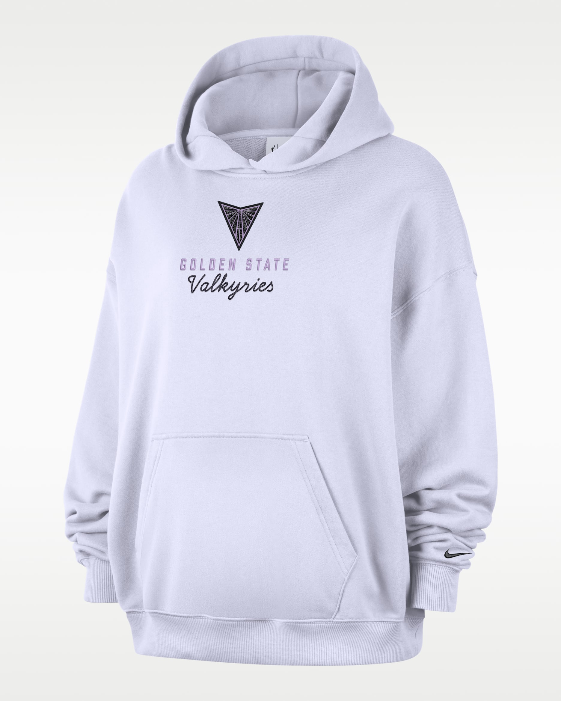 Golden State Valkyries Women's Nike French Terry Oversized Pullover Hoodie - Amethyst Tint/Black