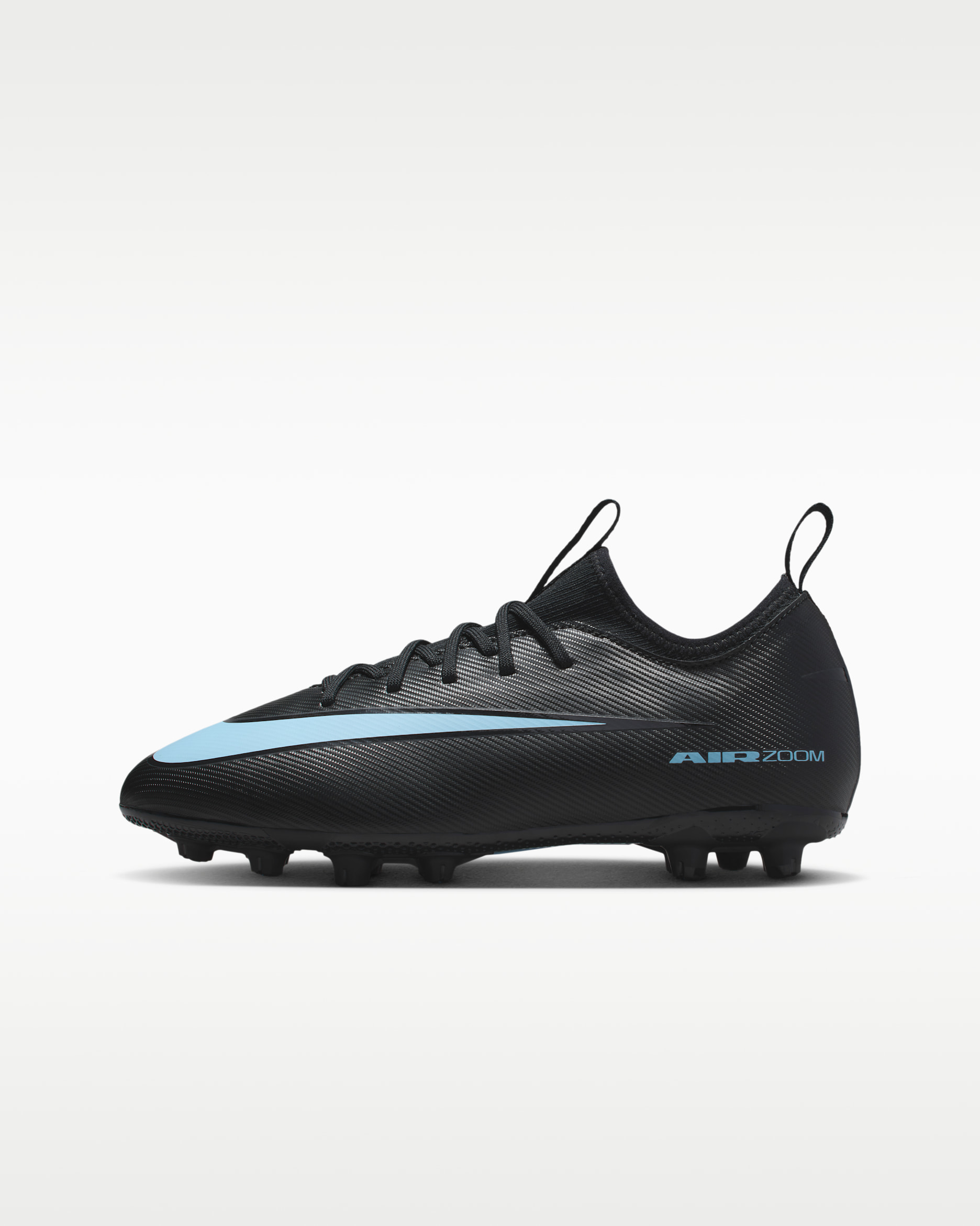 Nike Jr. Mercurial Vapor 16 Academy 小/大童 HG 低筒足球釘鞋 - 黑色/Ice Blue