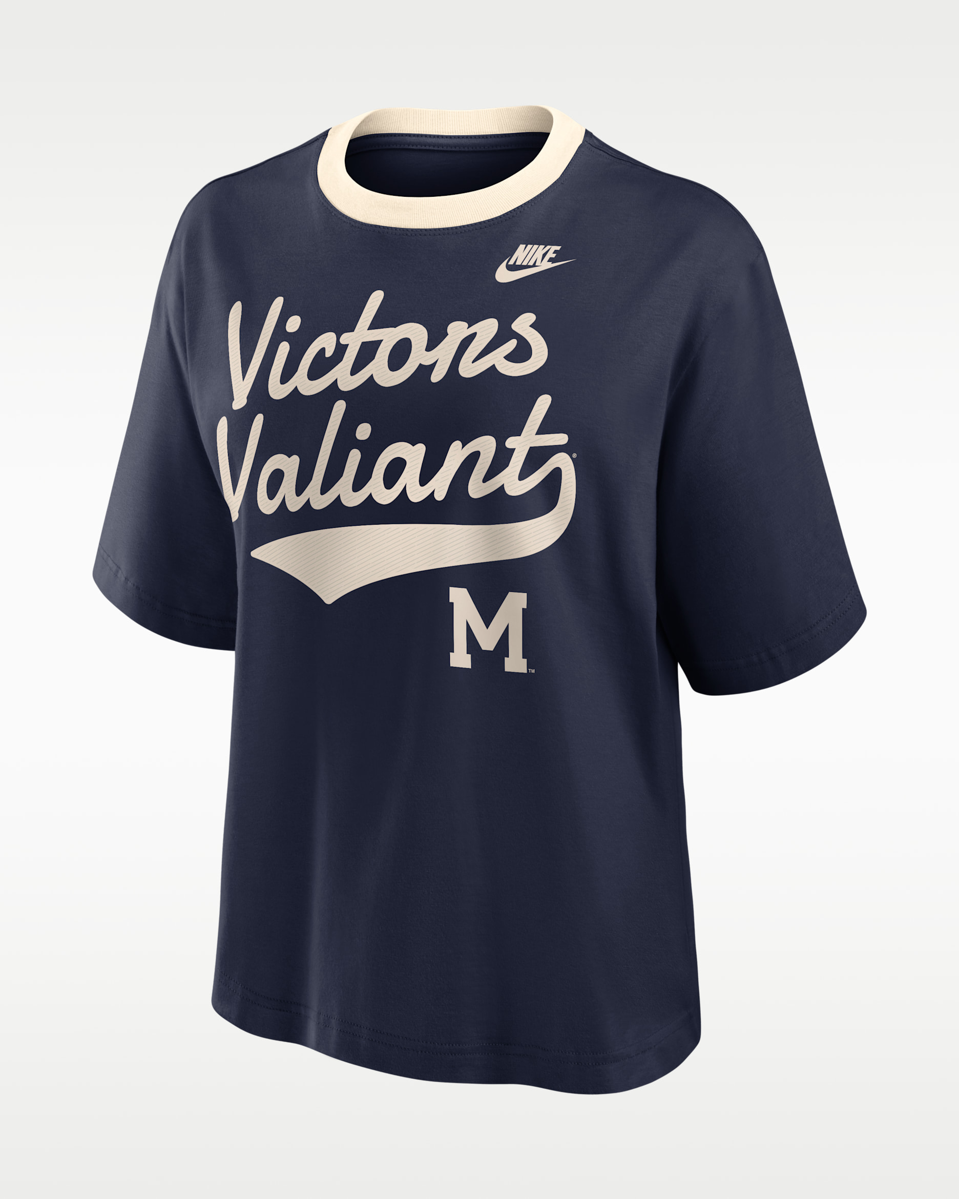 Michigan Legacy Fight Song Boxy Women's Nike College T-Shirt - College Navy/Natural