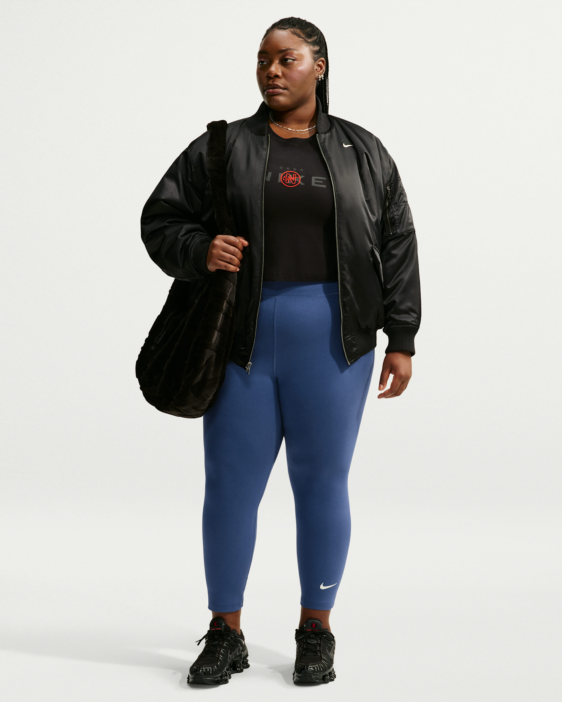 Nike Sportswear Classic Women's High-Waisted 7/8 Leggings (Plus Size) - Mystic Navy/Sail