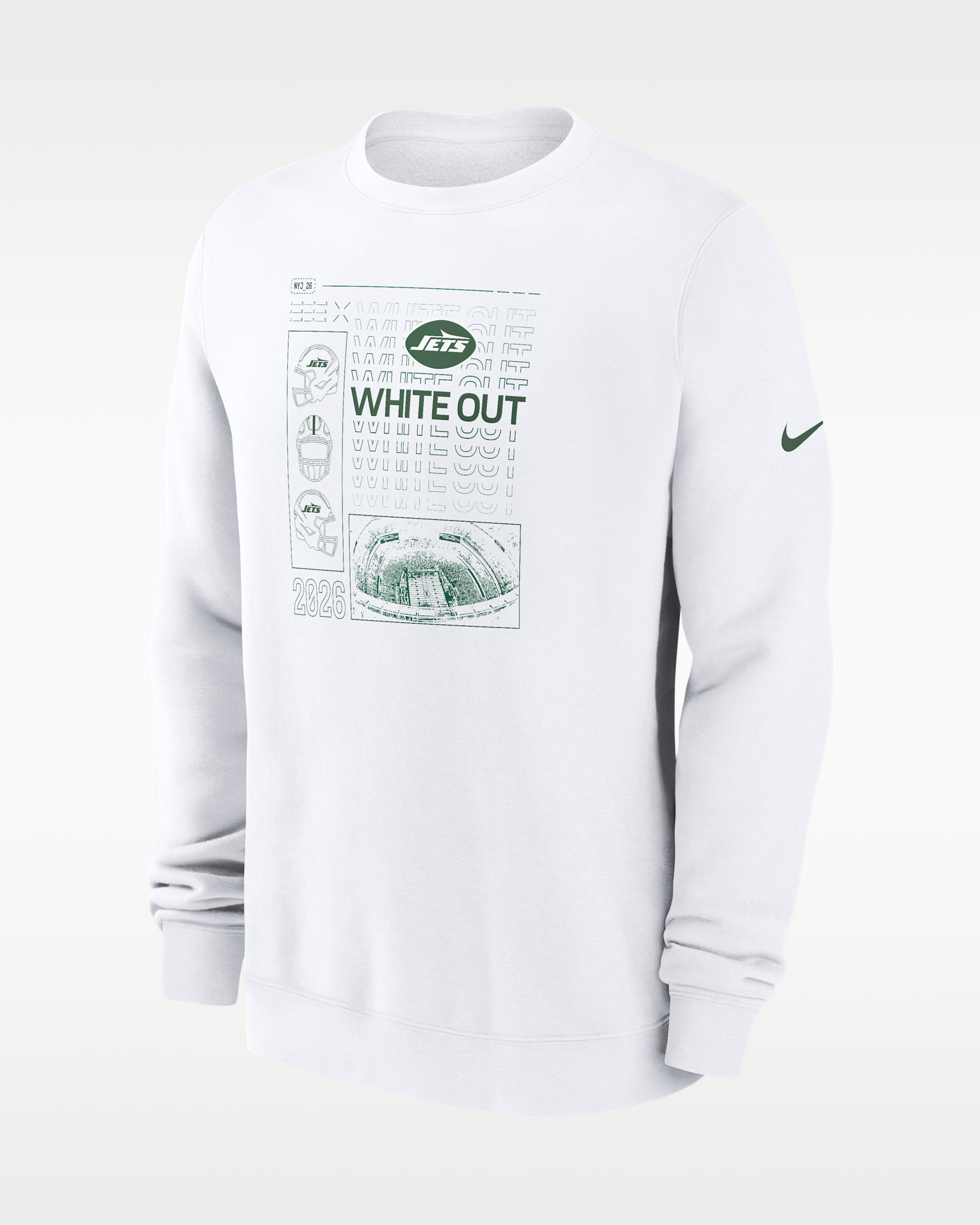 New York Jets White Out Men's Nike NFL Pullover Crew - White