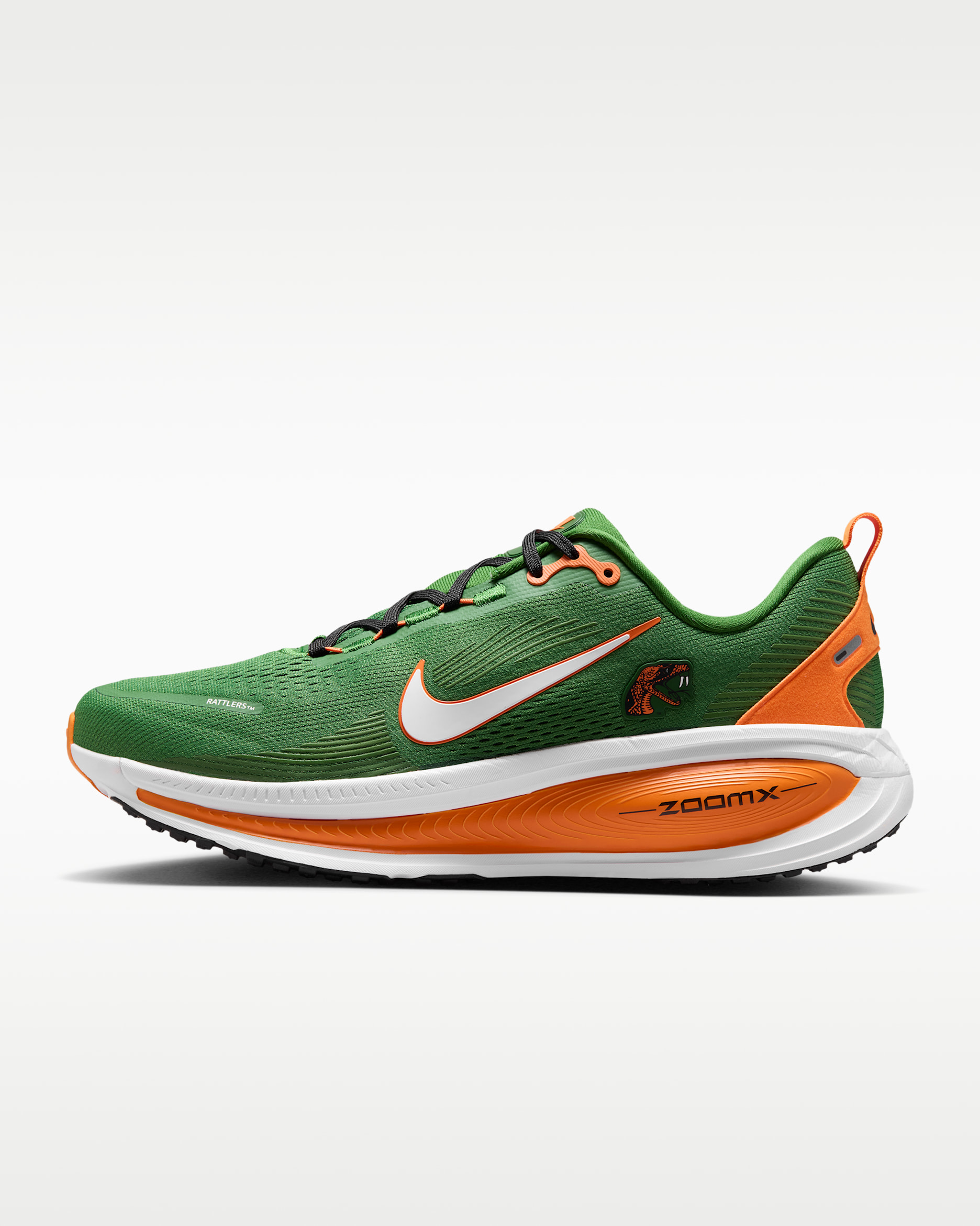 Nike Vomero 18 (Florida A&M) Men's College Road Running Shoes - Fortress Green/Mandarin/White