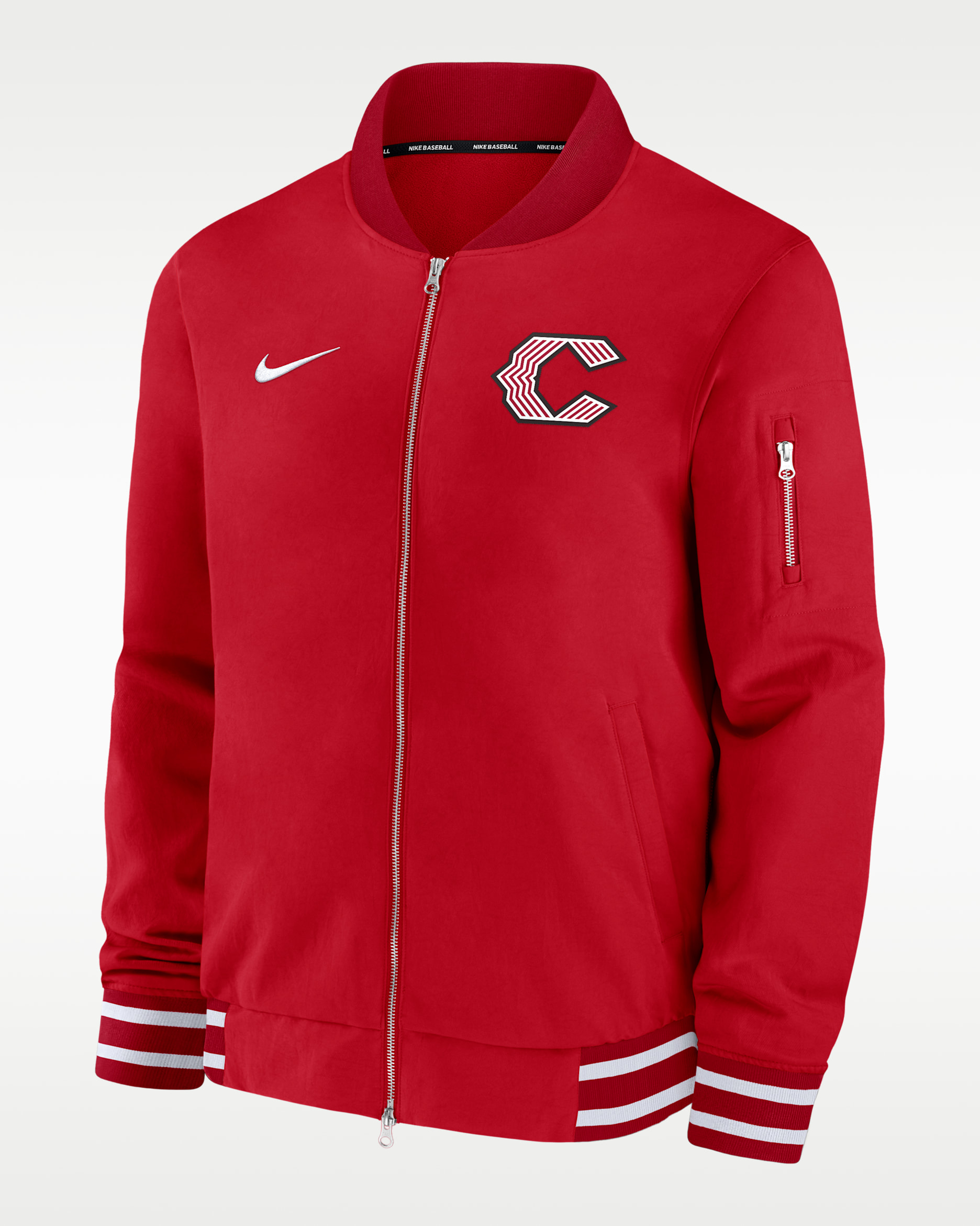 Chamarra bomber Nike de la MLB de cierre completo para hombre Cincinnati Reds Authentic Collection City Connect - Rojo