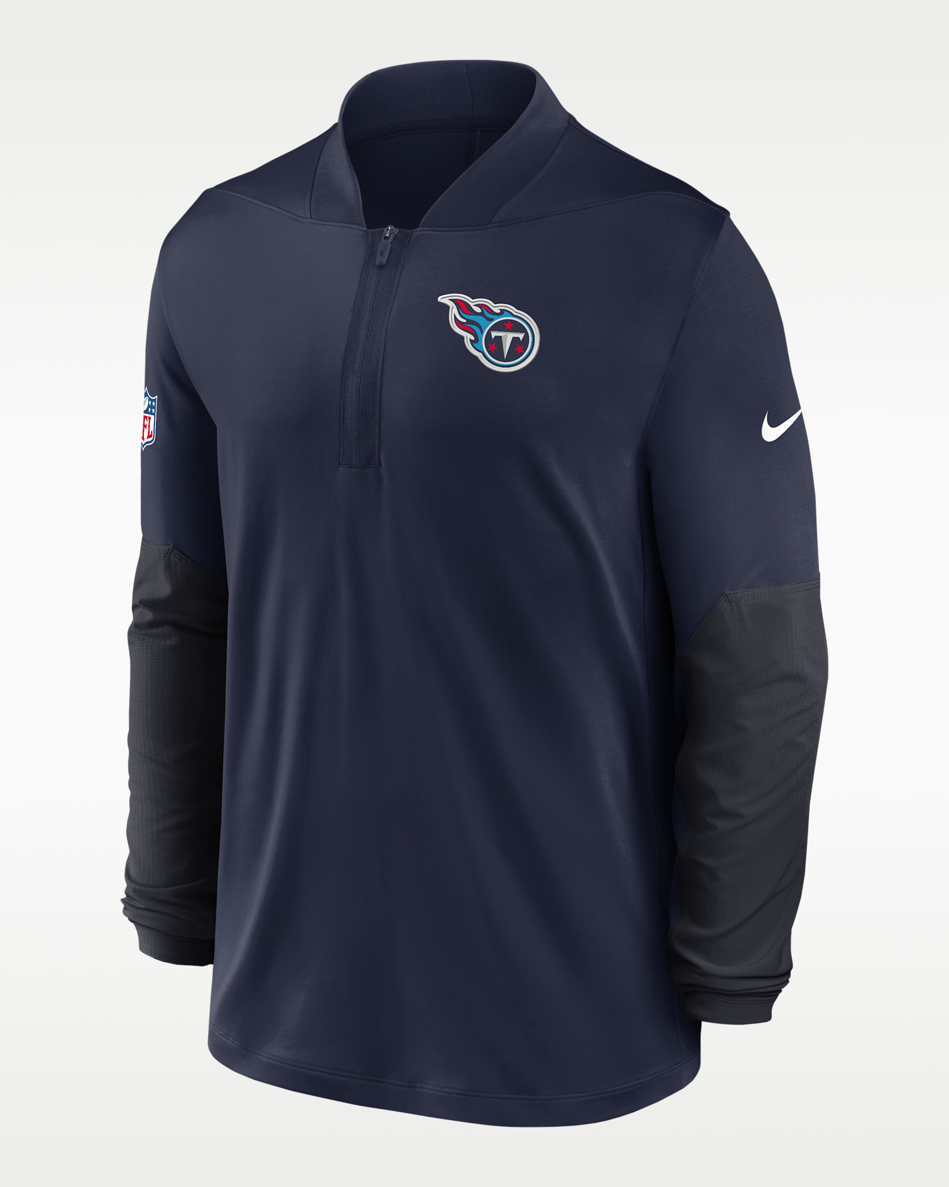 Tennessee Titans Feel The Pressure Men's Nike Dri-FIT NFL 1/2-Zip Top - Navy