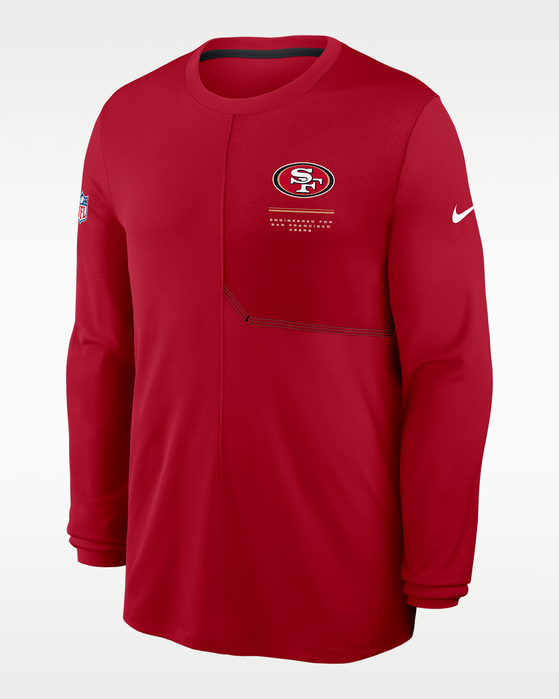San Francisco 49ers Sideline Coach Men's Nike Dri-FIT NFL Long-Sleeve Top - Red