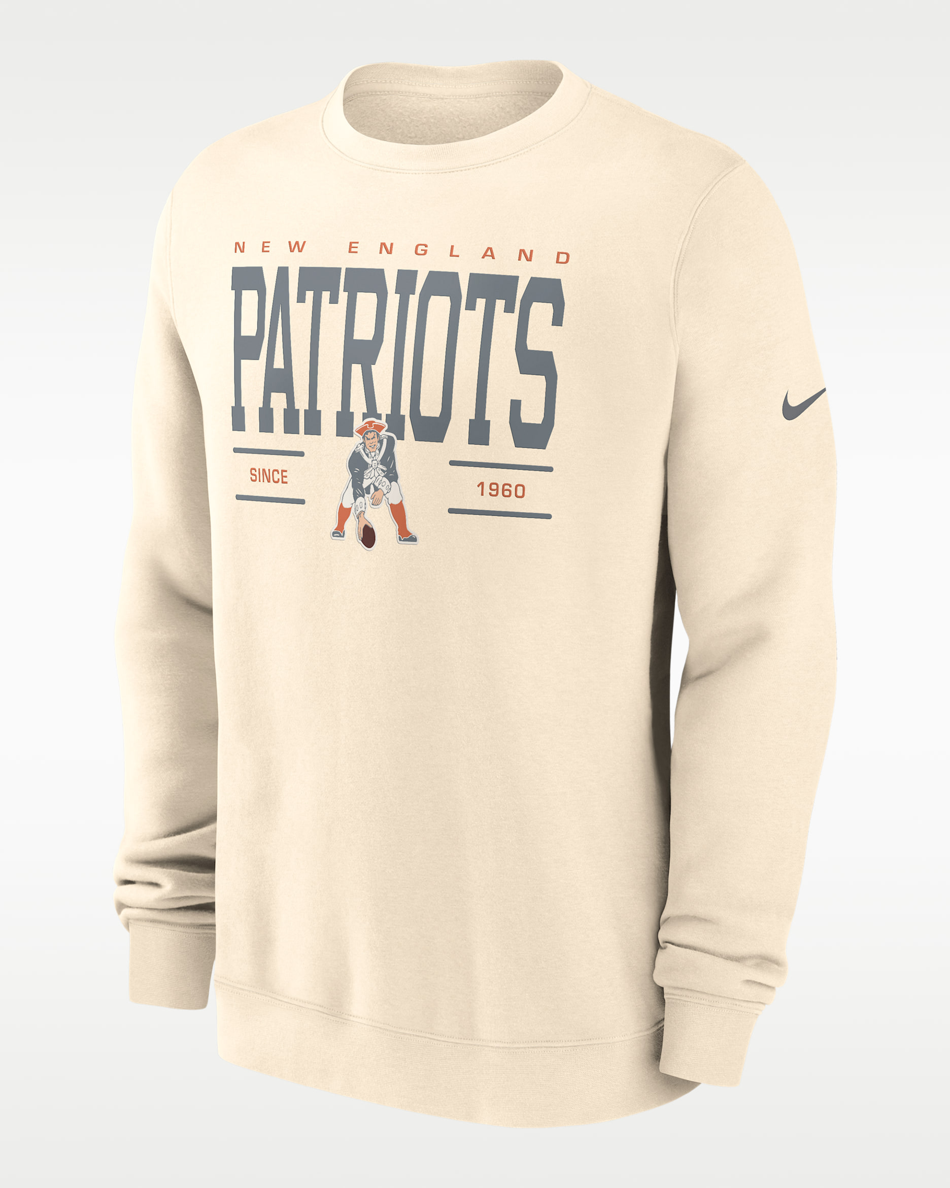 New England Patriots Club Men's Nike NFL Pullover Crew - Natural