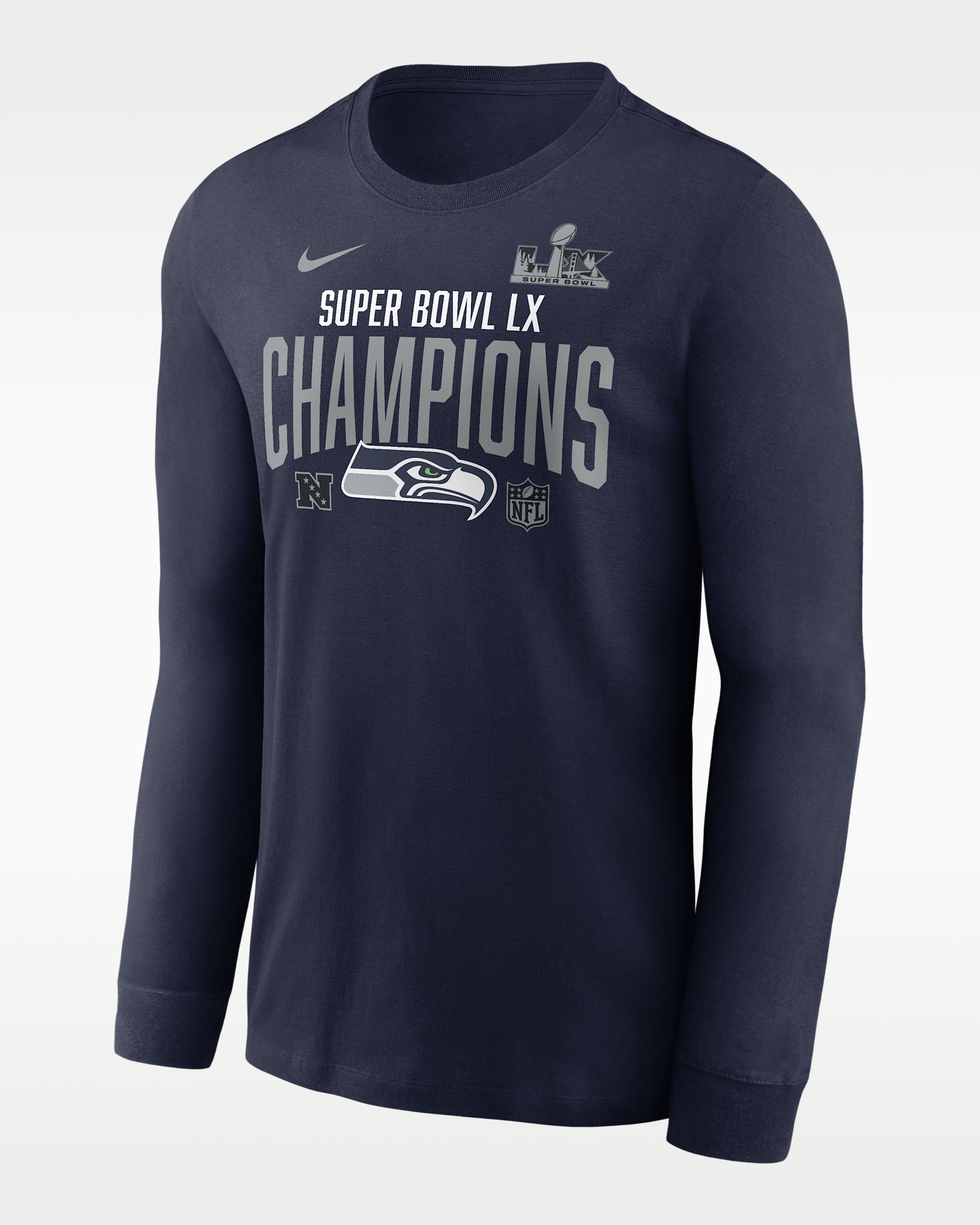 Seattle Seahawks Super Bowl LX Champions Going Yard Men's Nike NFL Long-Sleeve T-Shirt - College Navy