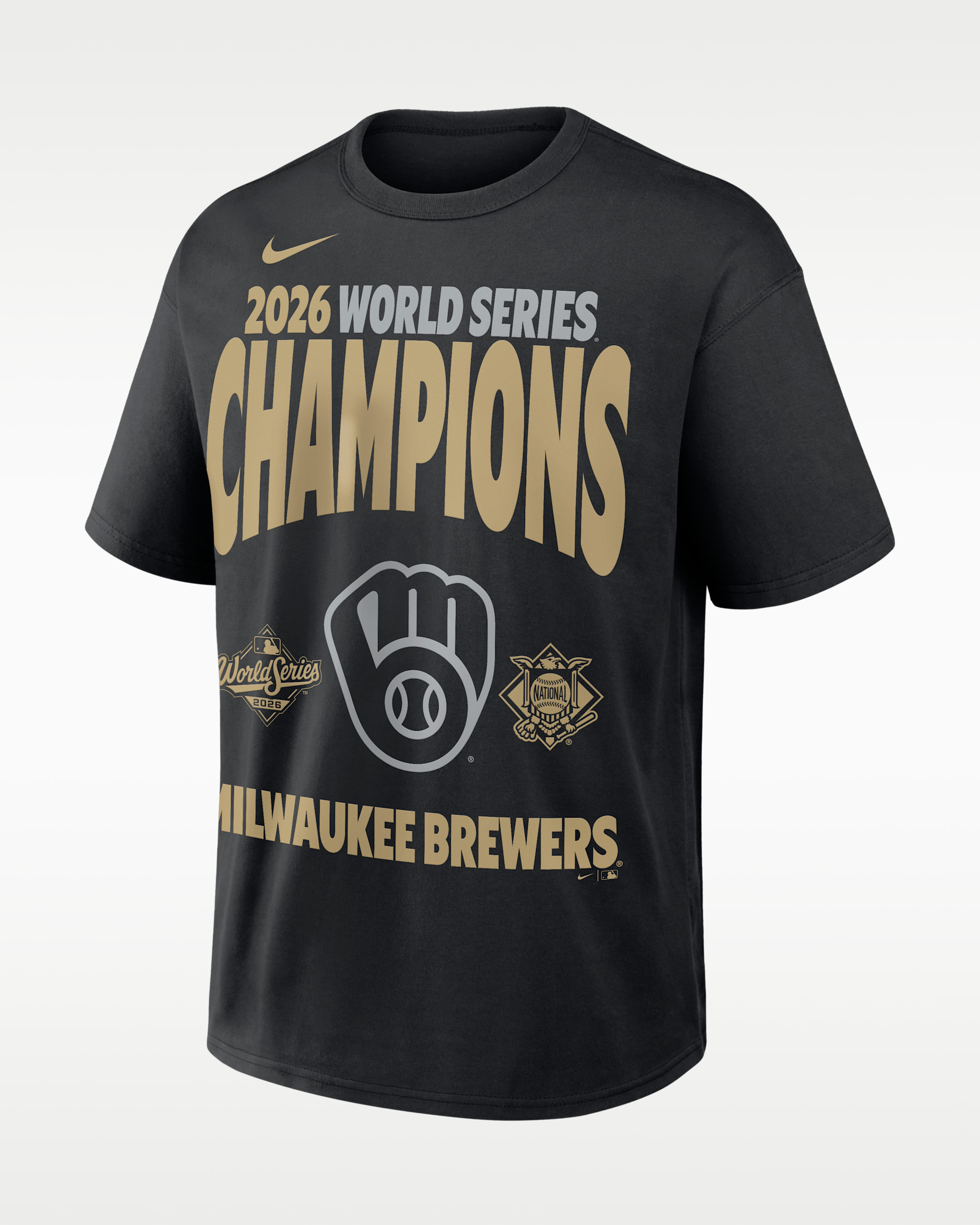 Milwaukee Brewers 2026 World Series Champions Max90 Men's Nike MLB T-Shirt - Black