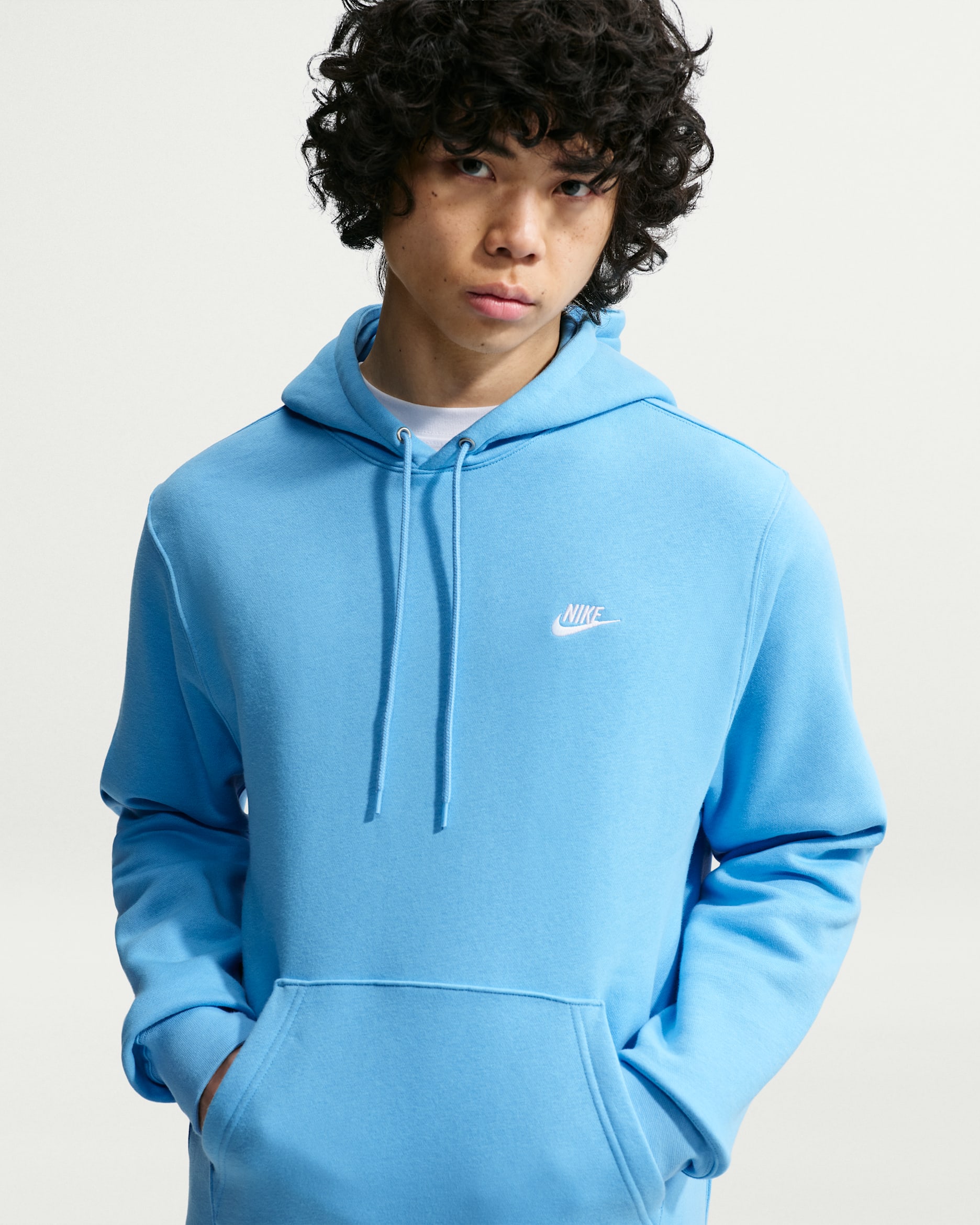 Nike Club Men's Pullover Fleece Hoodie - Football Blue/Football Blue/White