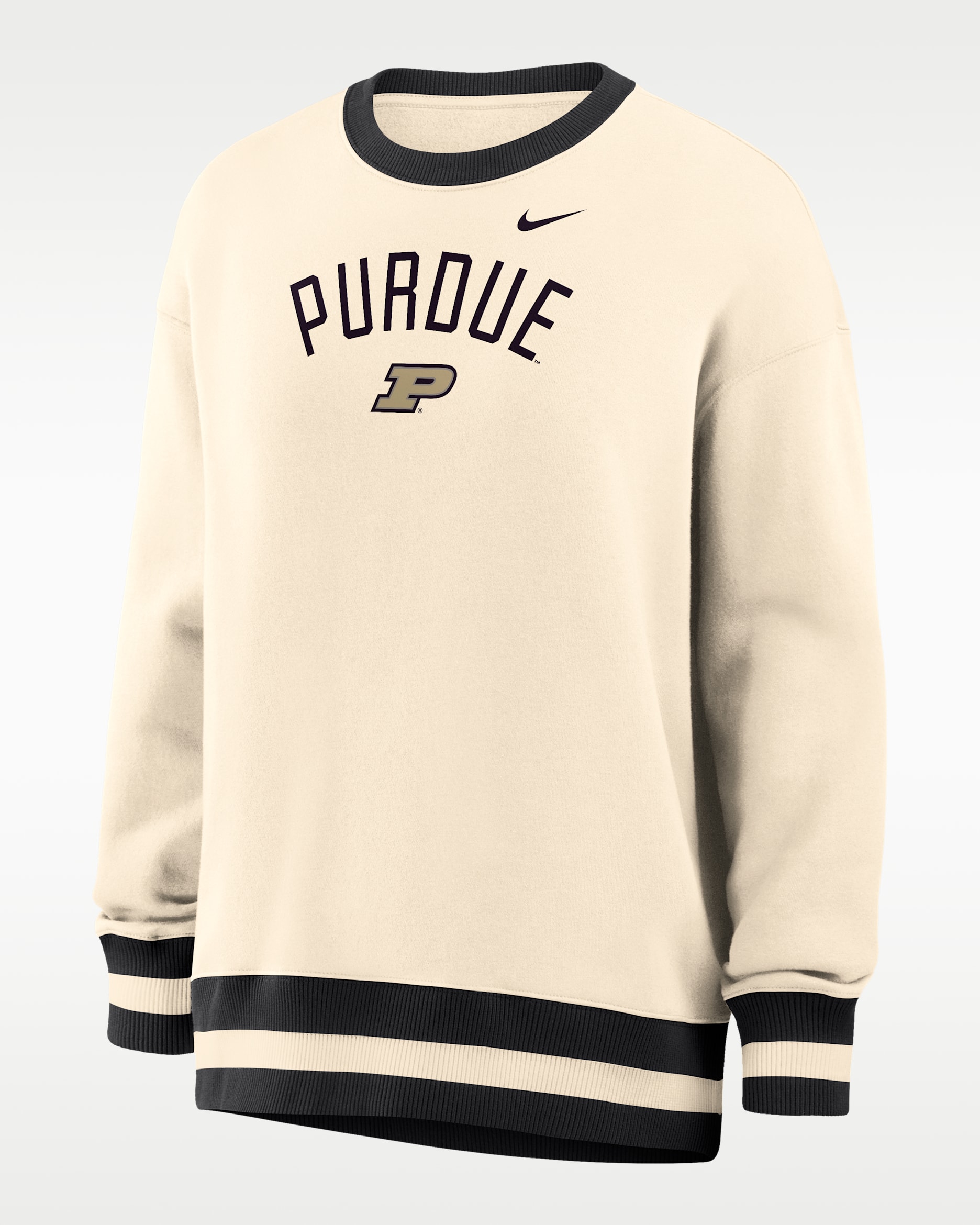 Nike Phoenix (Purdue) Women's Oversized Crew-Neck Sweatshirt - Natural/Black