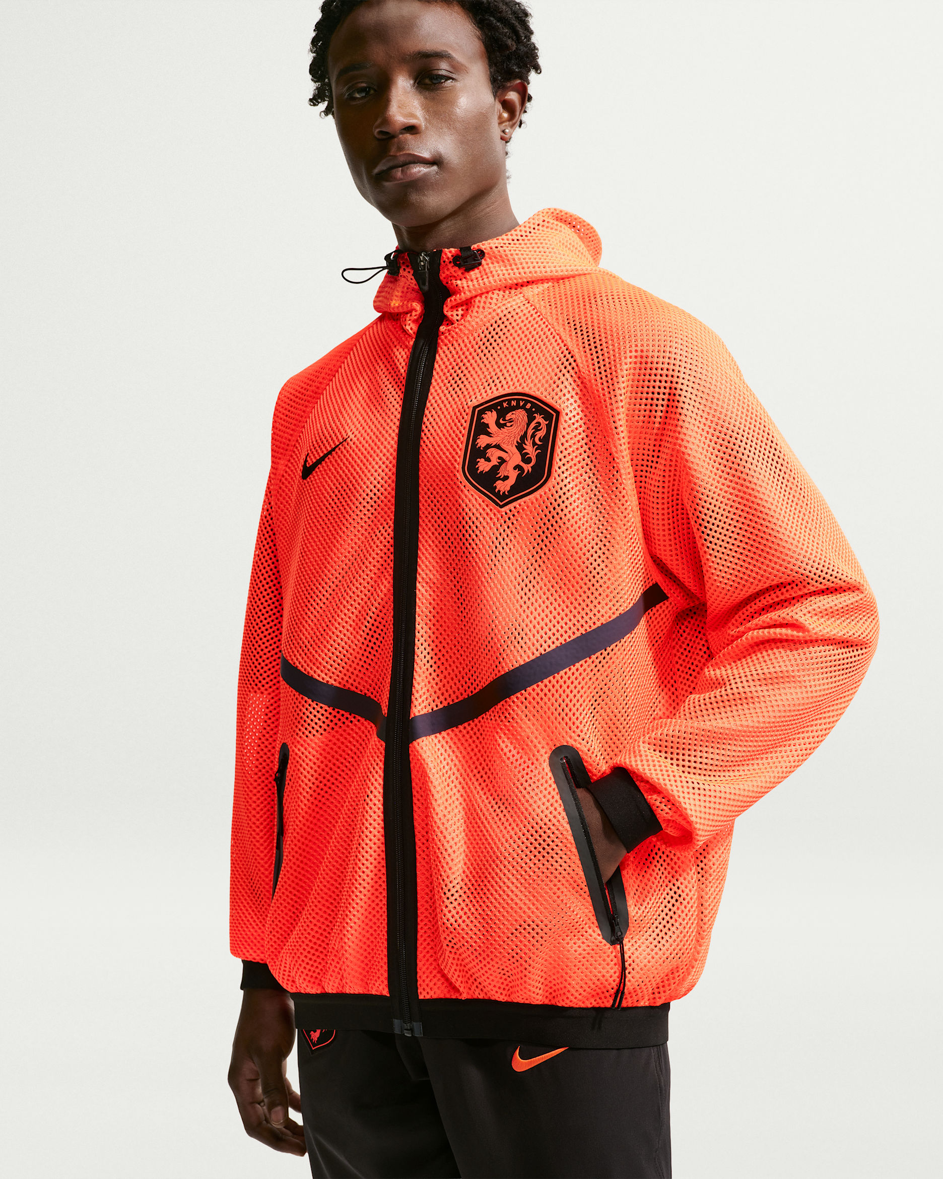 Netherlands Men's Nike Dri-FIT Soccer Anthem Jacket - Hyper Crimson/Black/Black
