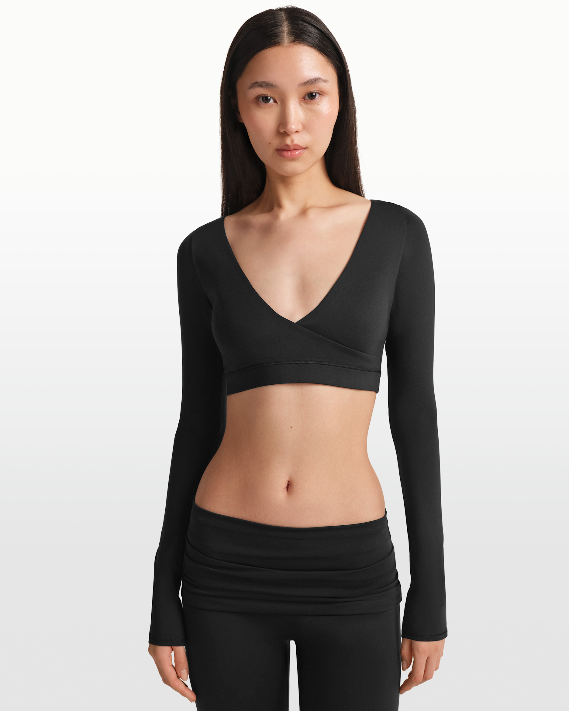 NikeSKIMS Matte Women's Long-Sleeve Wrap Top - NSKM OBSIDIAN