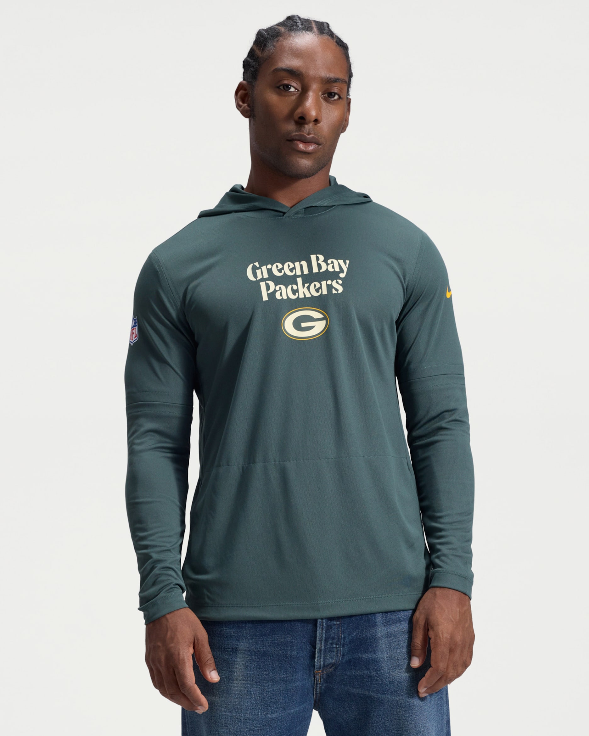 Green Bay Packers Rivalries Collection Sideline Men's Nike Dri-FIT NFL Long-Sleeve Hooded Top - Green
