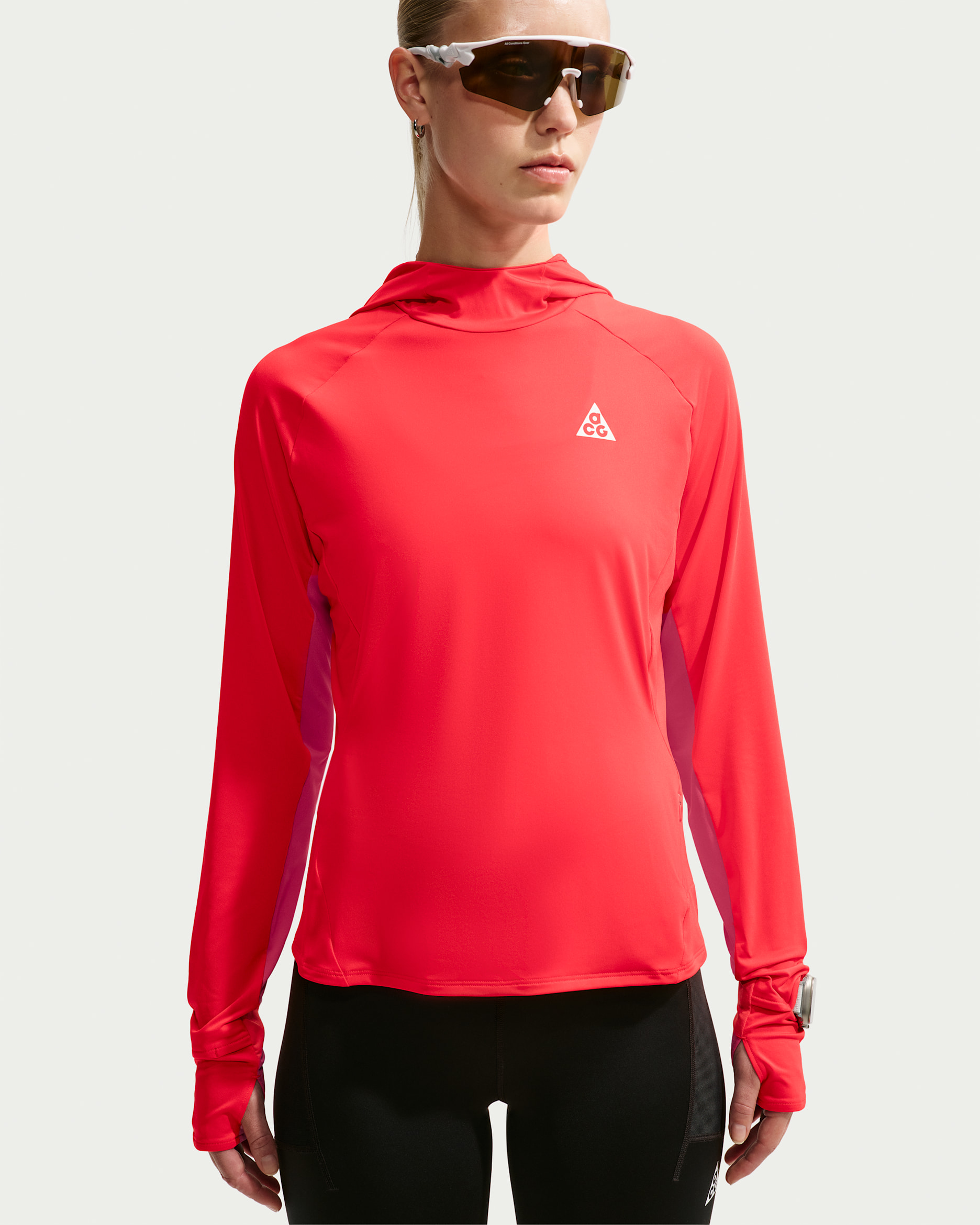 Nike ACG Women's UV-Resistant Hooded Trail Running Mid-Layer Top - Light Crimson/Desert Pink/Summit White