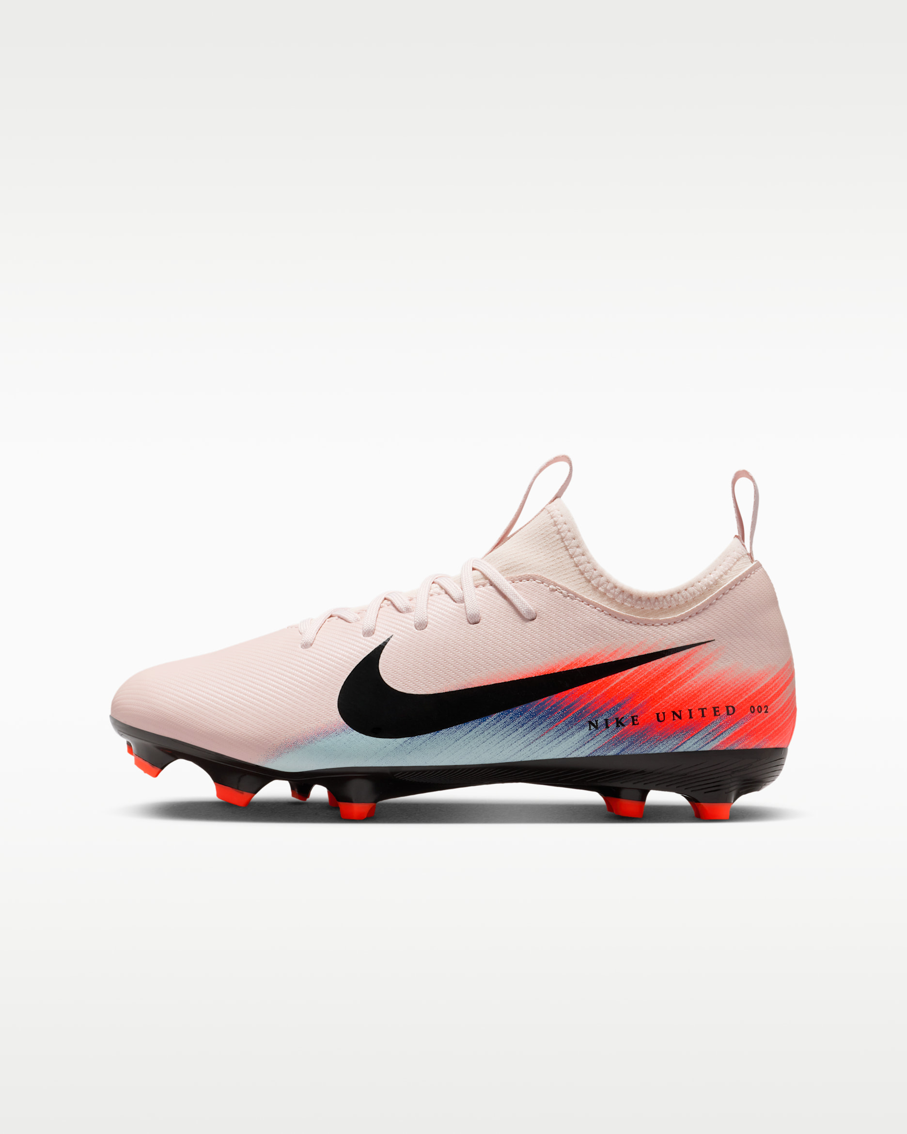 Nike United Jr. Mercurial Vapor 16 Academy Older Kids' Multi-Ground Low-Top Football Boots - Silt Red/Racer Blue