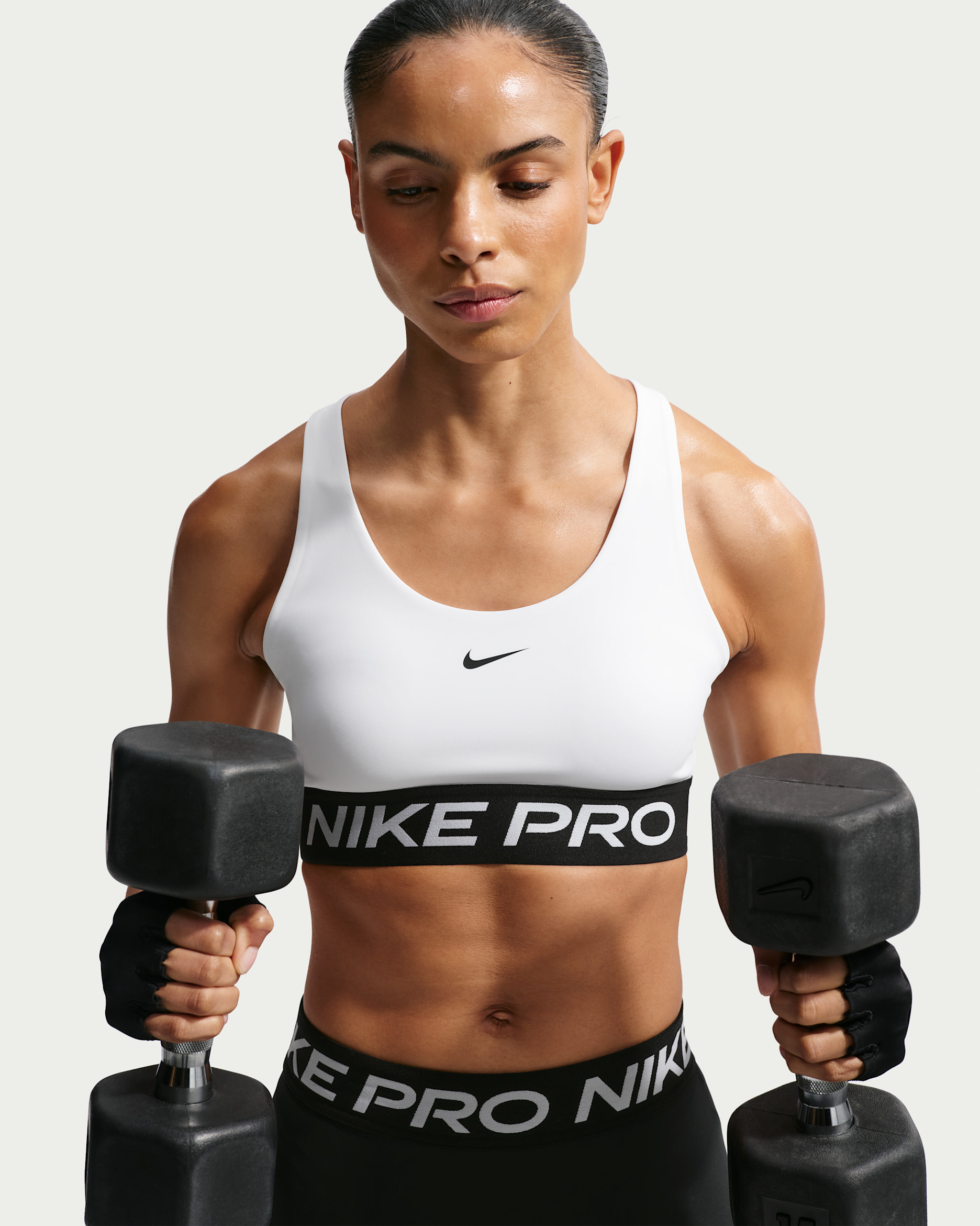 Nike Pro 365 Women's Light-Support Non-Padded Sports Bra - White/Black/White/Black