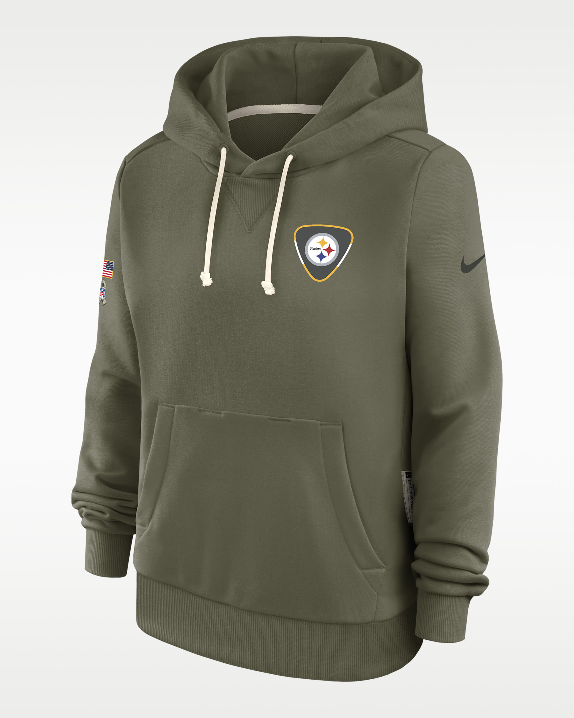 Pittsburgh Steelers Salute to Service Sideline Women's Nike Dri-FIT NFL Pullover Hoodie - Olive