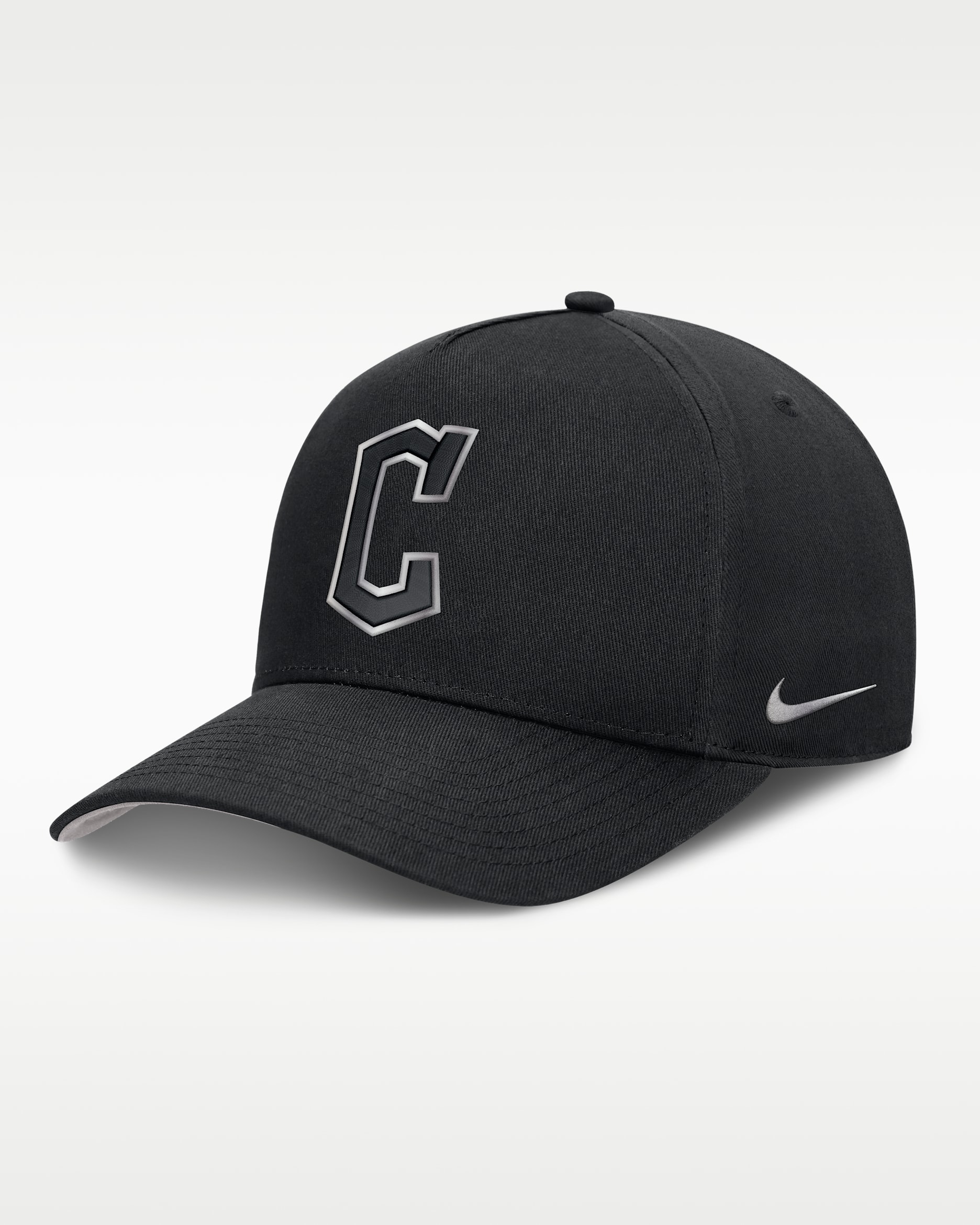 Gorra de rejilla Nike Dri-FIT de la MLB ajustable y con estructura A-Frame para hombre Cleveland Guardians Rise - Negro