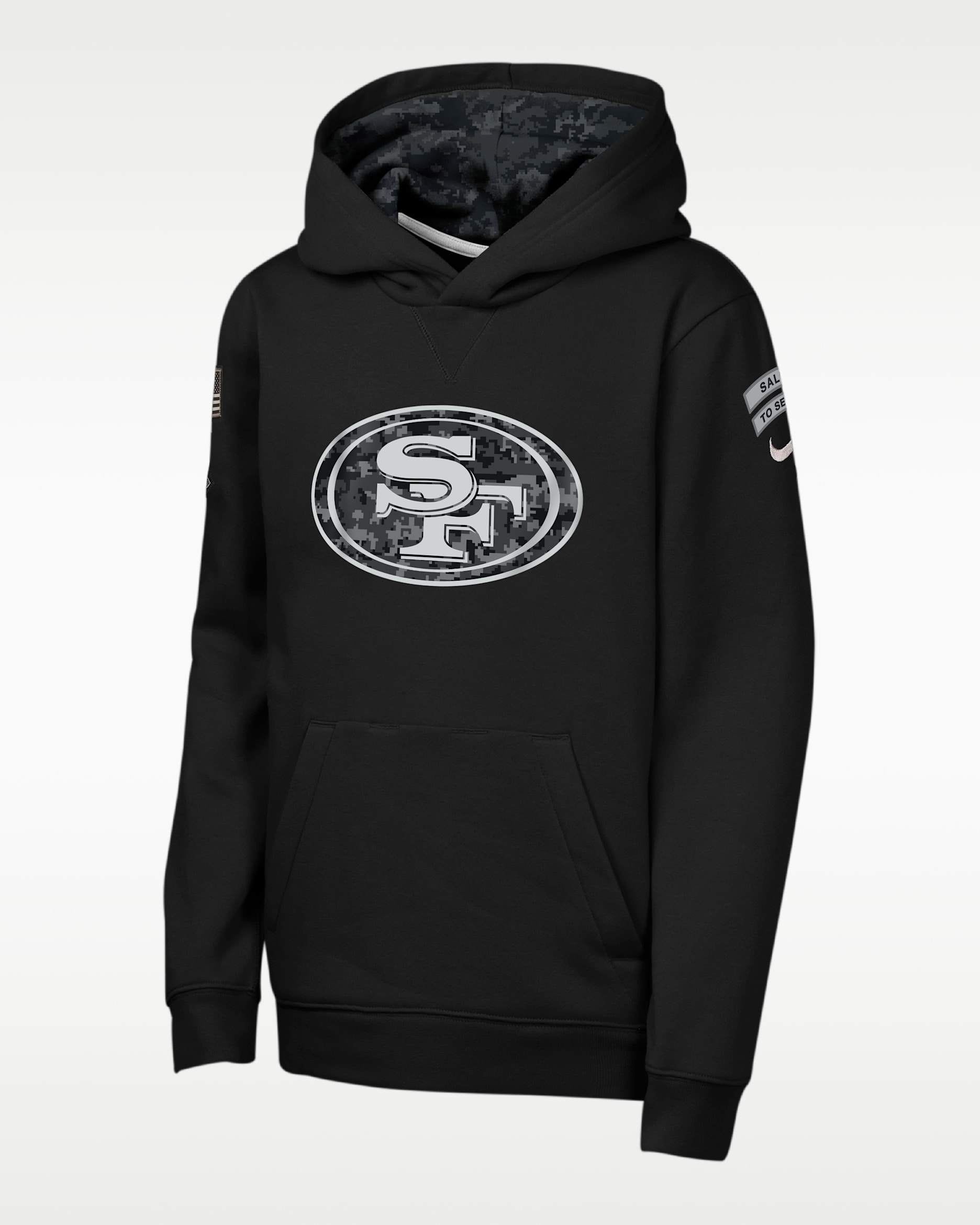 San Francisco 49ers Salute to Service Sideline Club Big Kids' Nike NFL Pullover Hoodie - Black