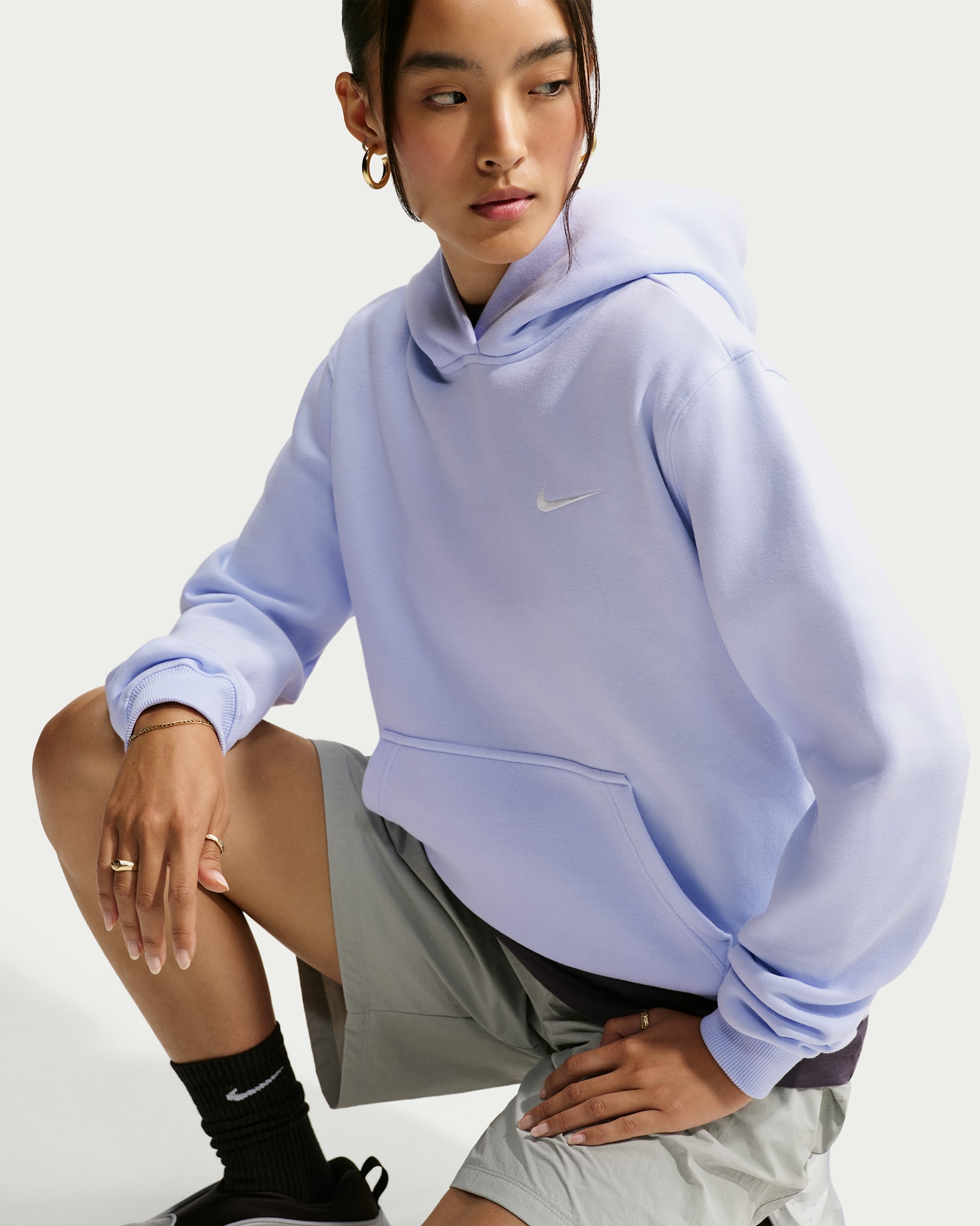 Nike Studio Fleece Medium Weight Women's Pullover Hoodie - Palest Purple/Sail